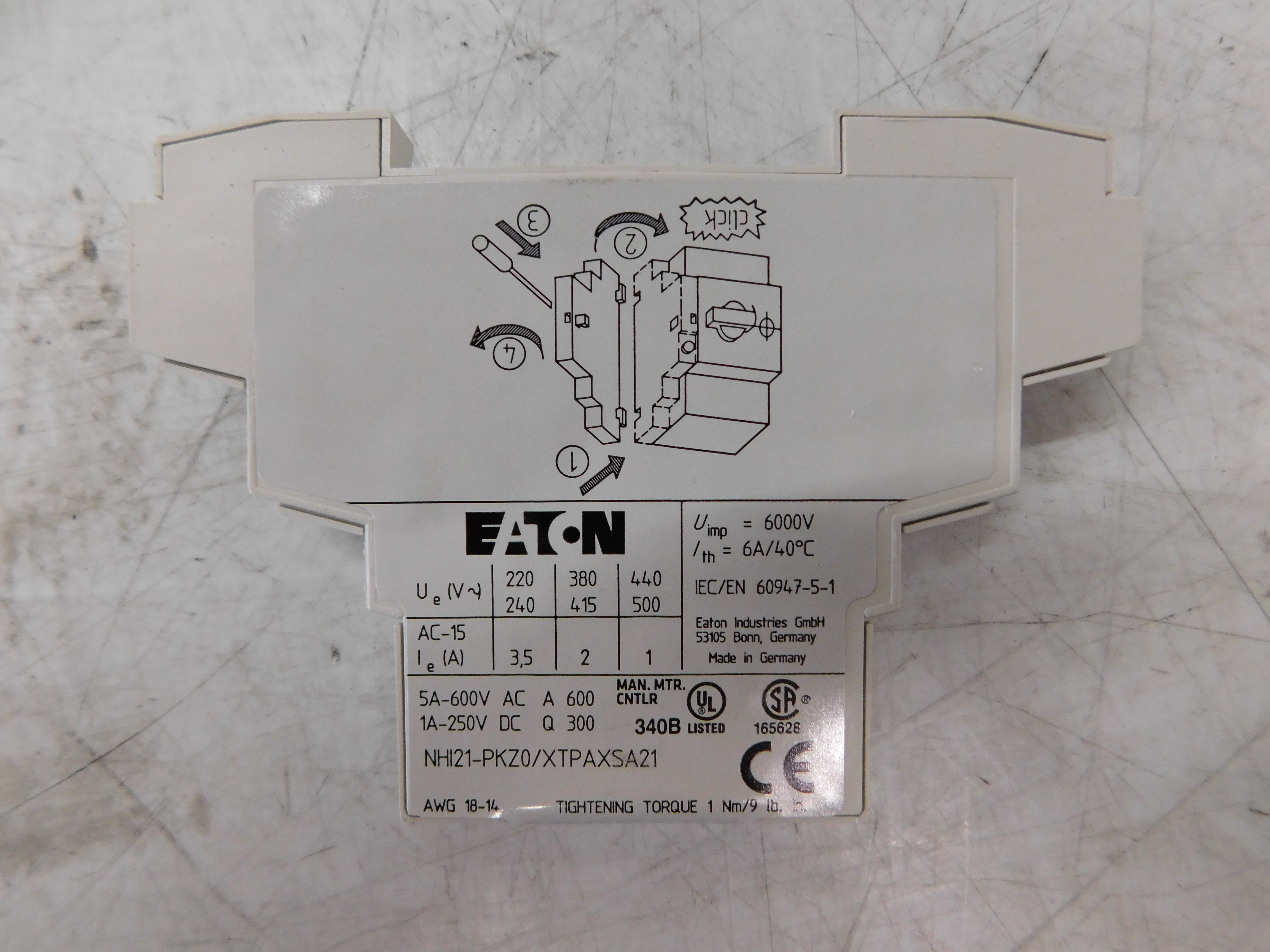 Eaton XTPAXSA21 Motor Protector Auxiliary Contact