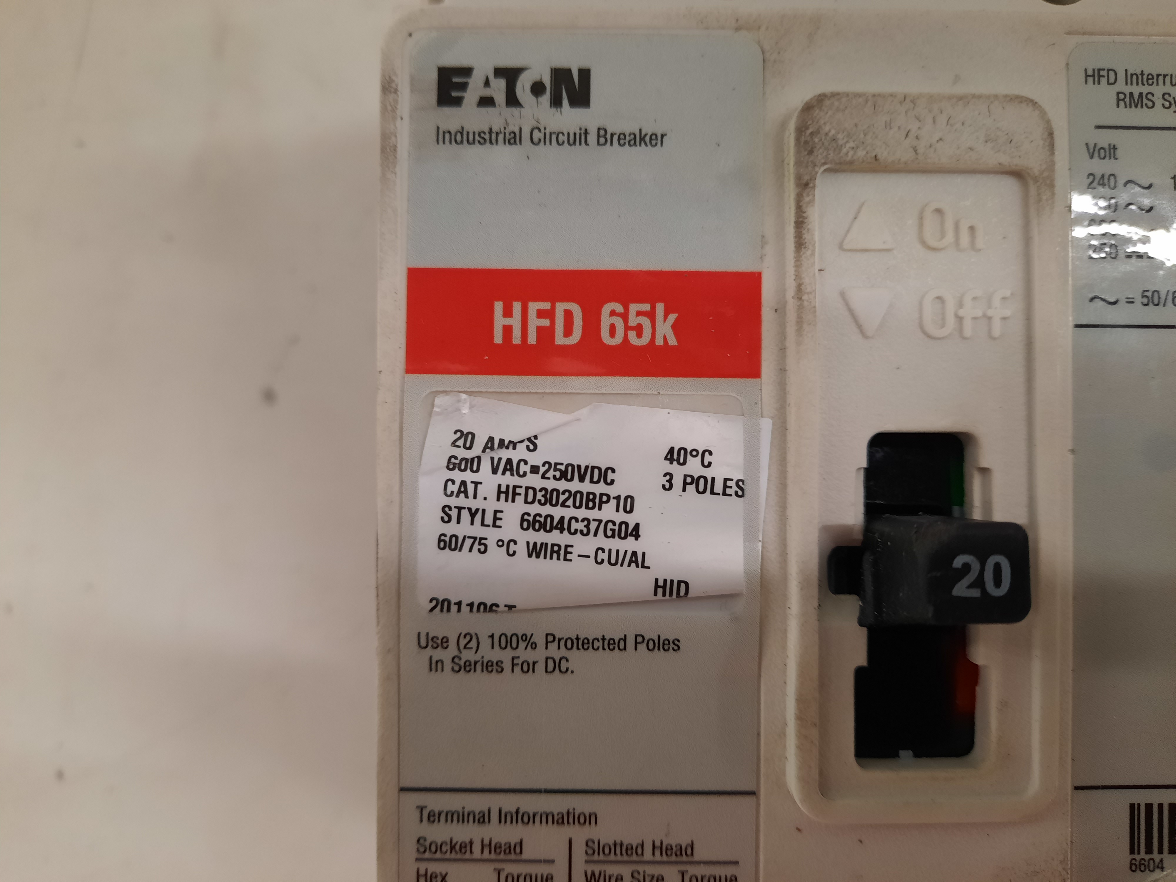 Eaton HFD3020 Molded Case Breakers (MCCBs)