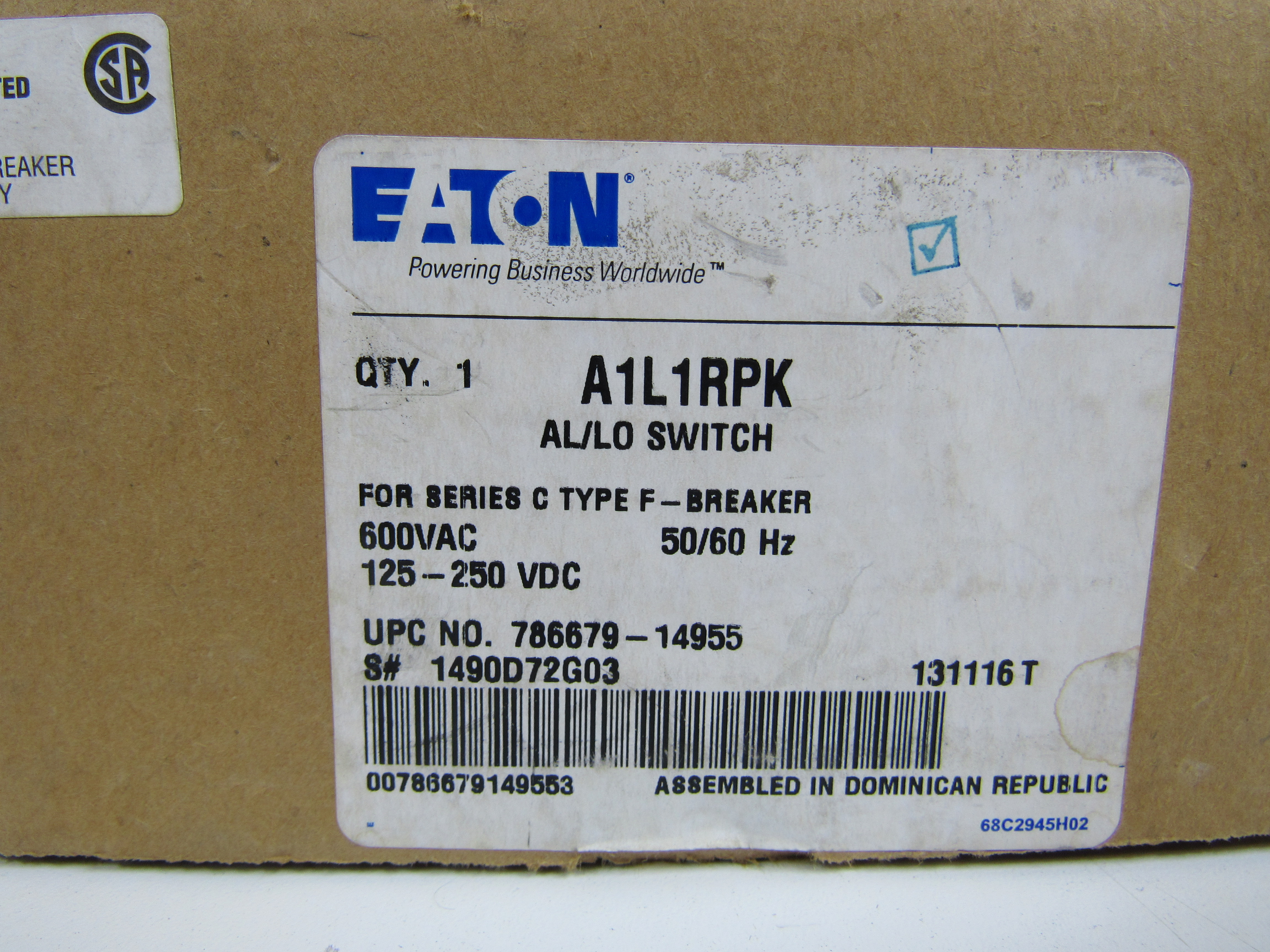 Eaton A1L1RPK Circuit Breaker Accessories