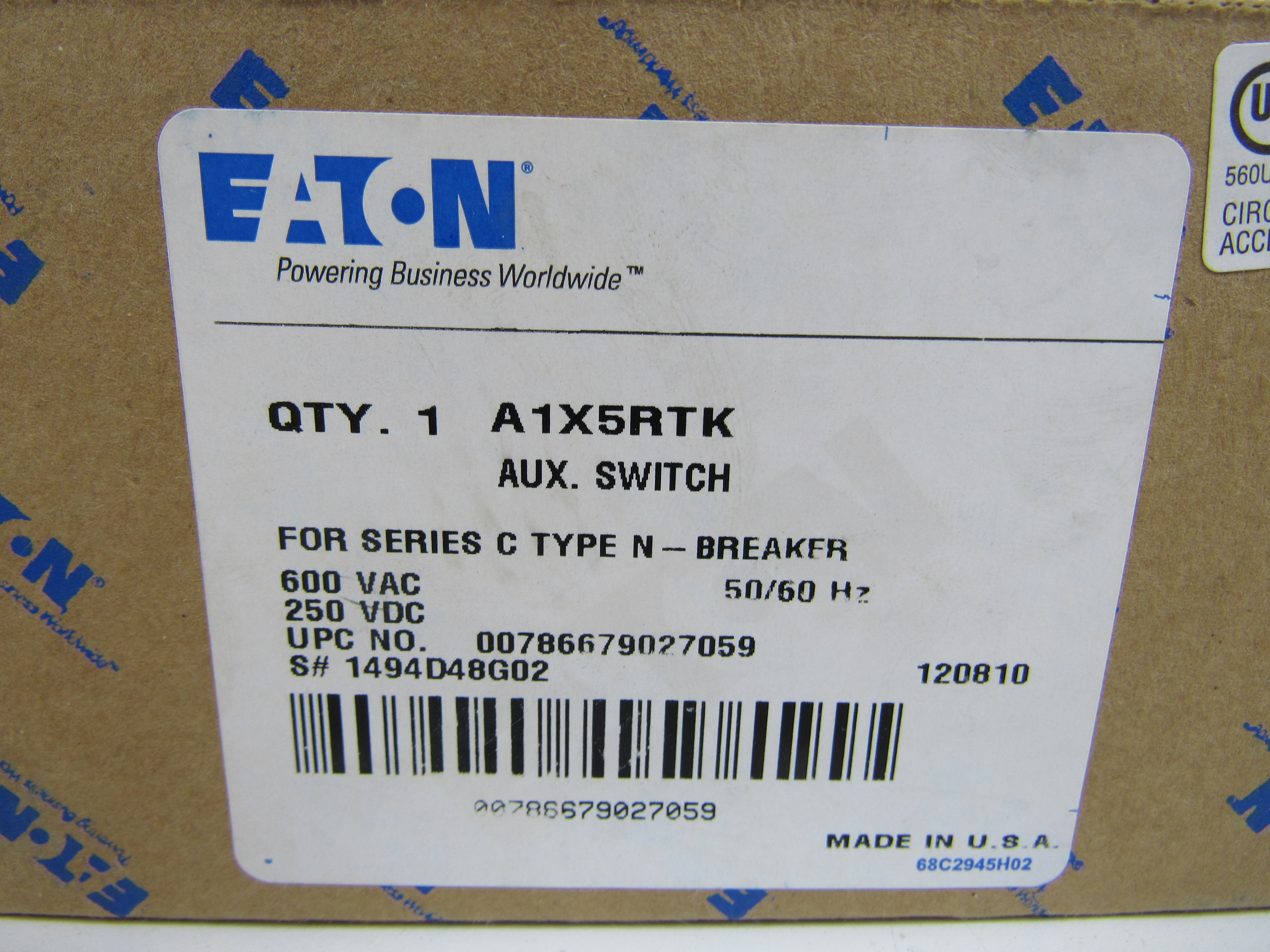 Eaton A1X5RTK Circuit Breaker Accessories
