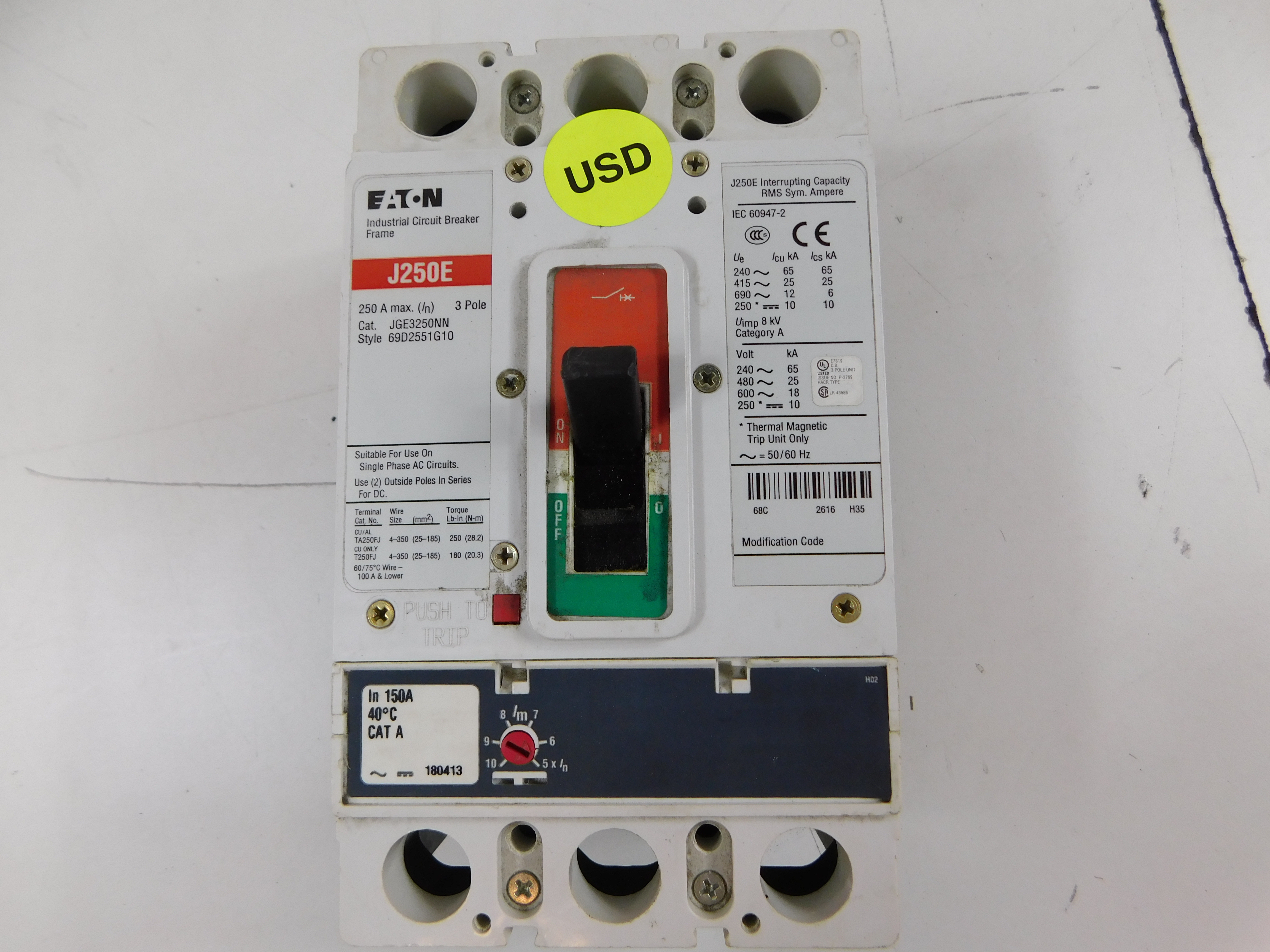 Eaton JGE3150FAG Molded Case Breakers (MCCBs)