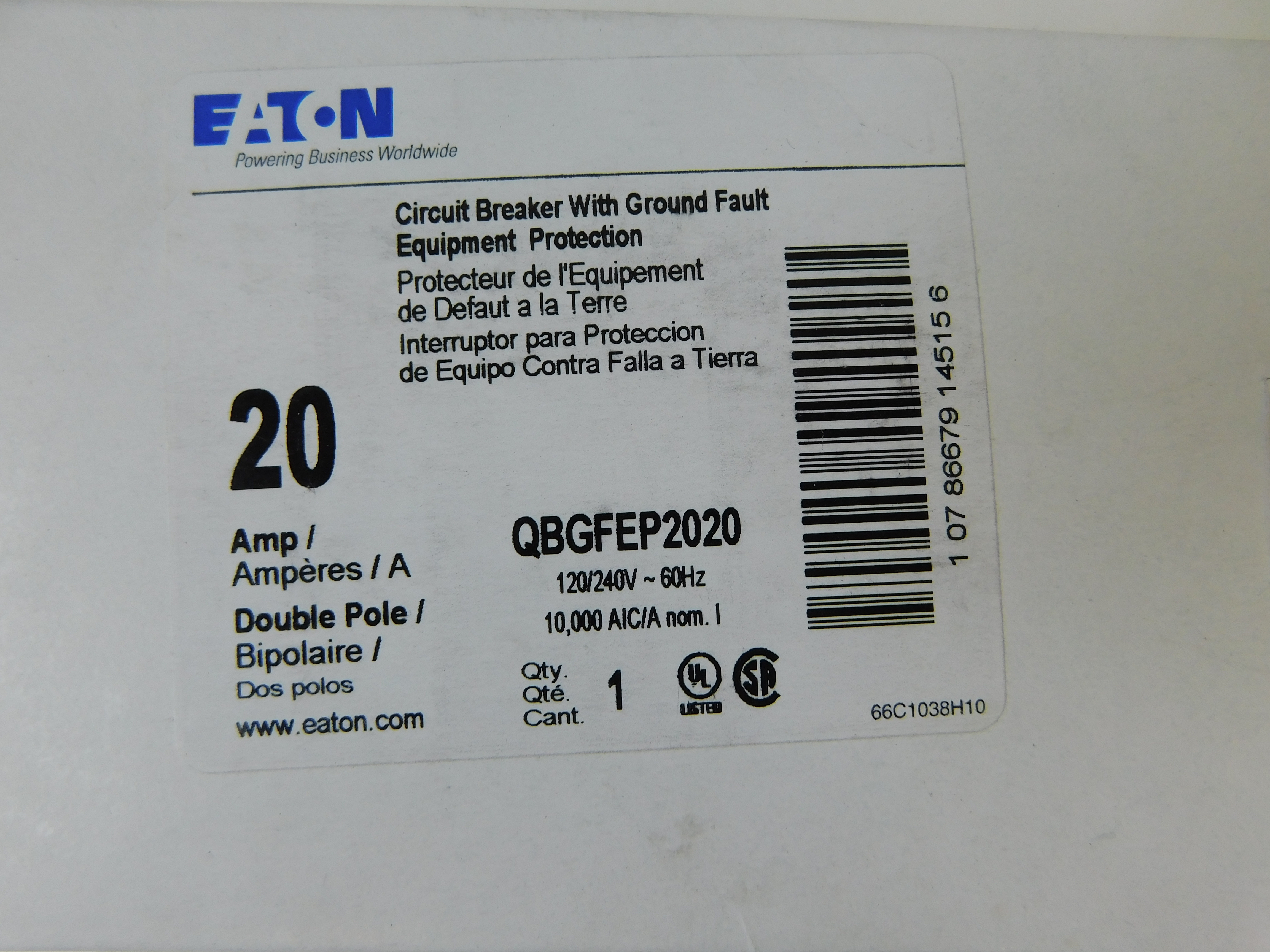 Eaton QBGFEP2020 Miniature Circuit Breakers (MCBs)