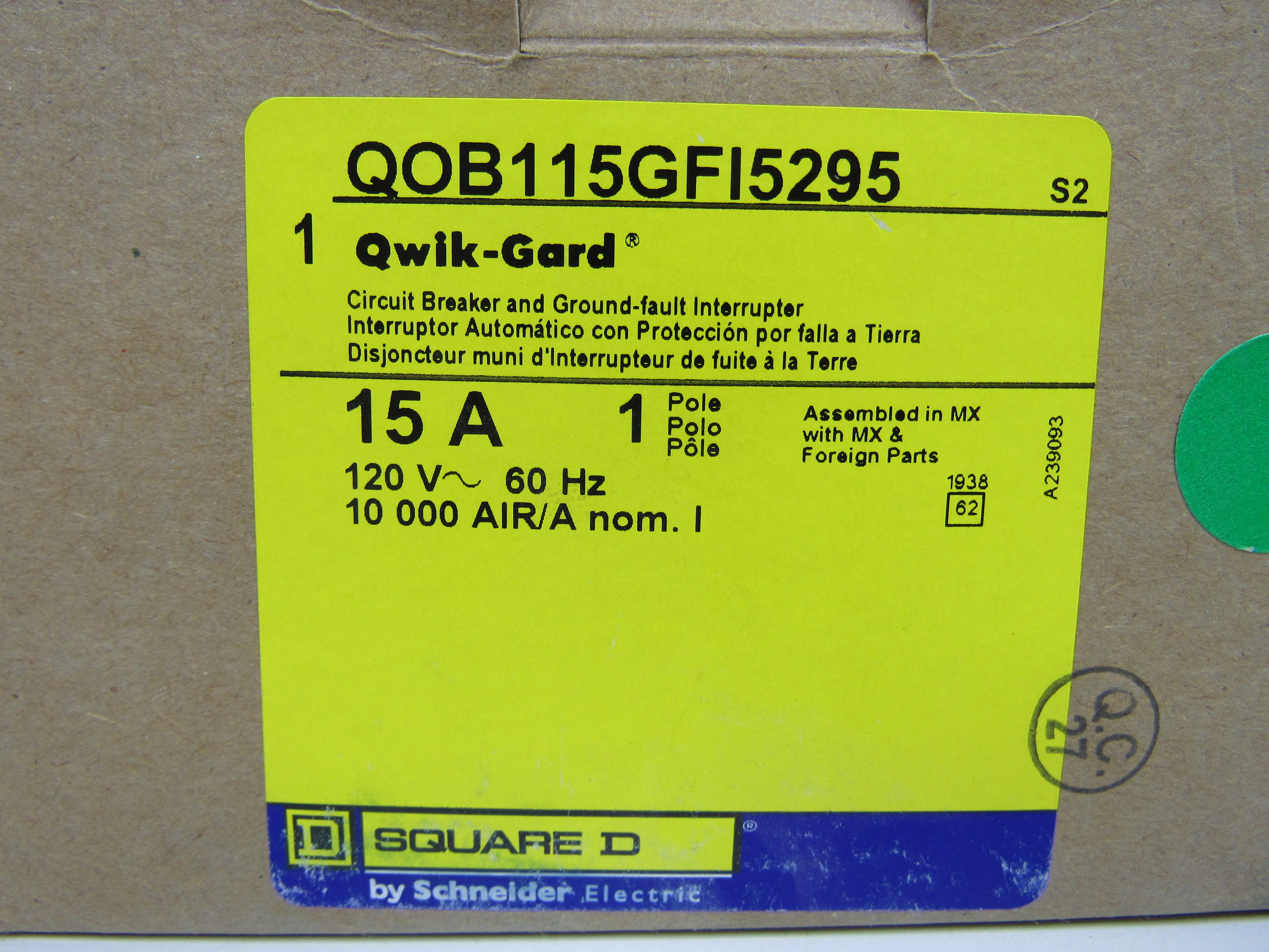 Square D QOB115GFI5295 Miniature Circuit Breakers (MCBs)