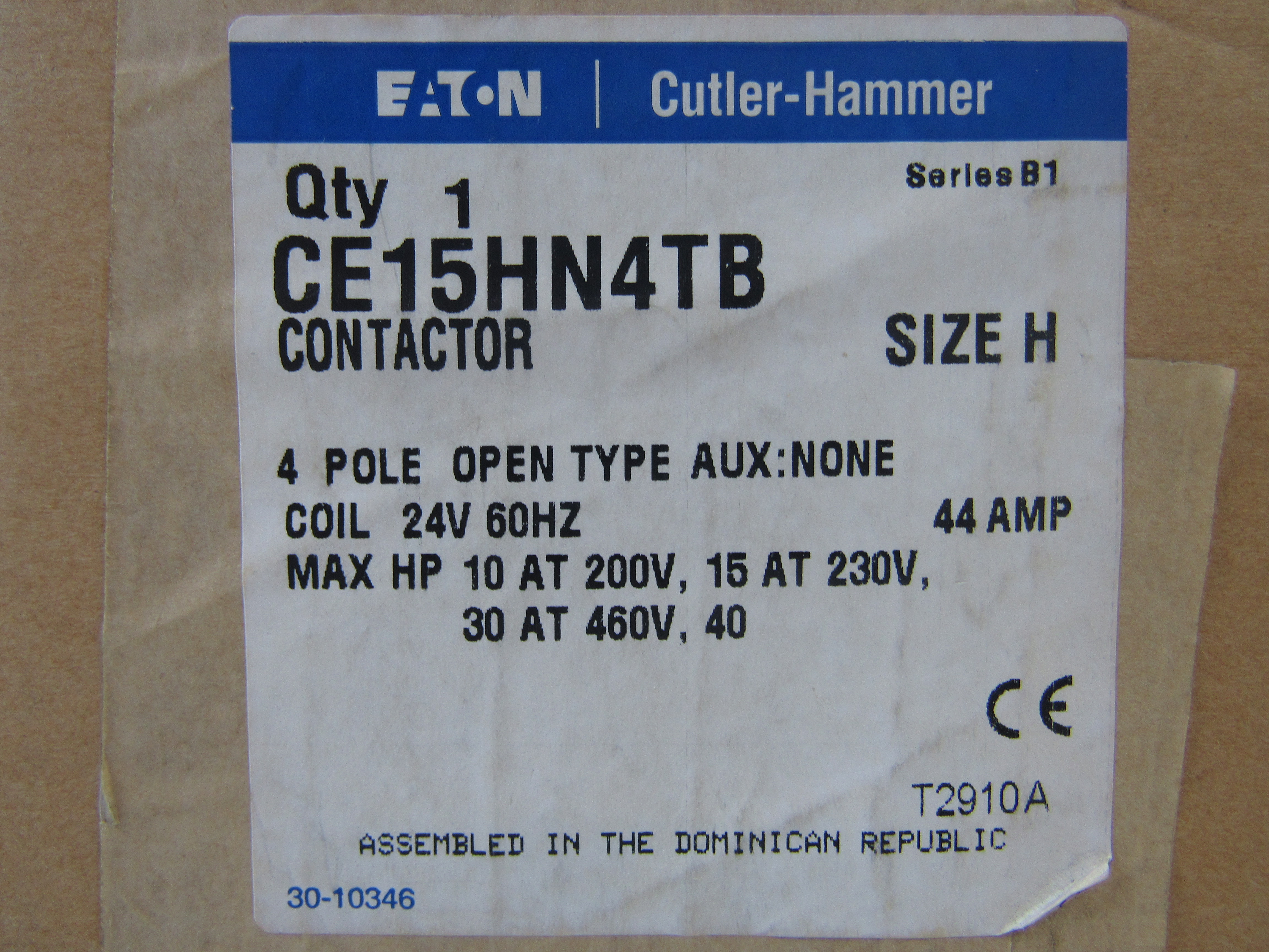 Eaton NSB CE15HN4TB Other Contactors 4P 44A 24V 3Ph 40HP H Frame