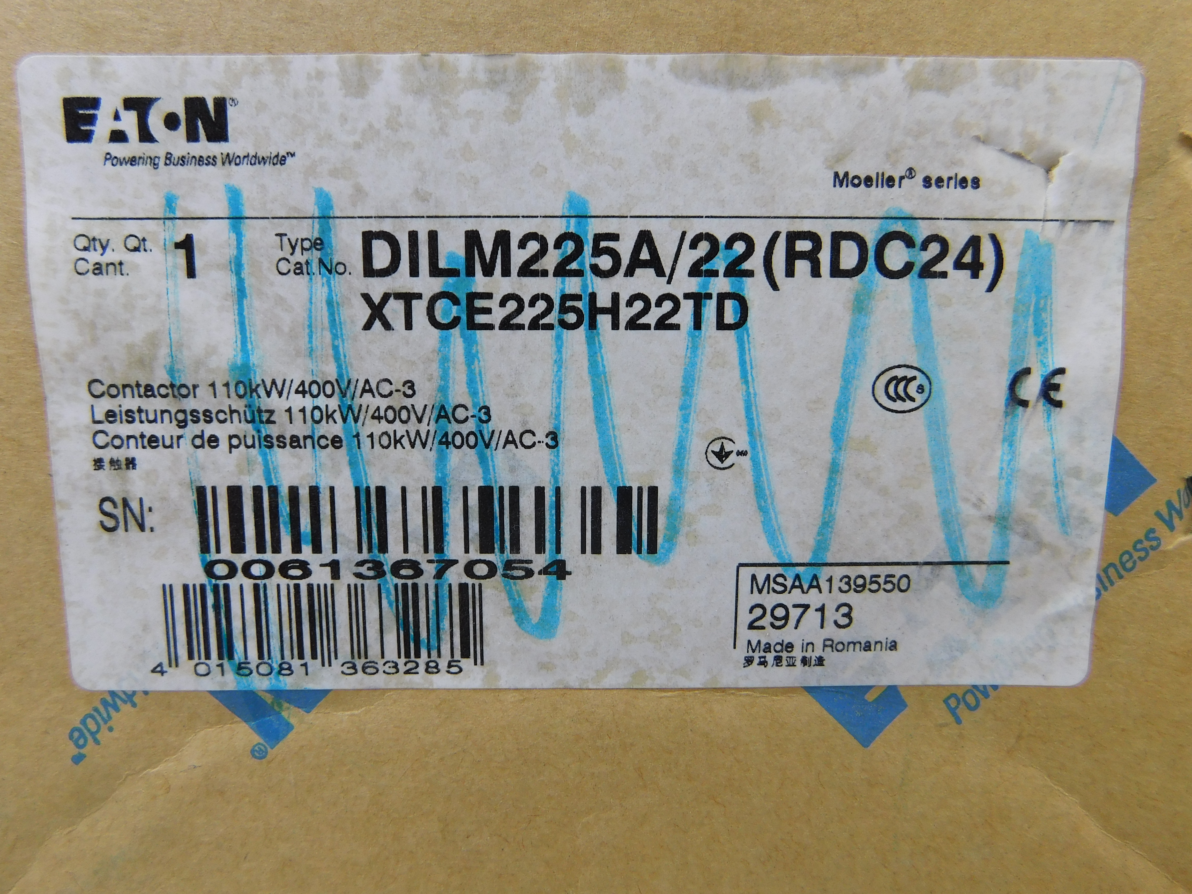 Eaton XTCE225H22TD Other Contactors