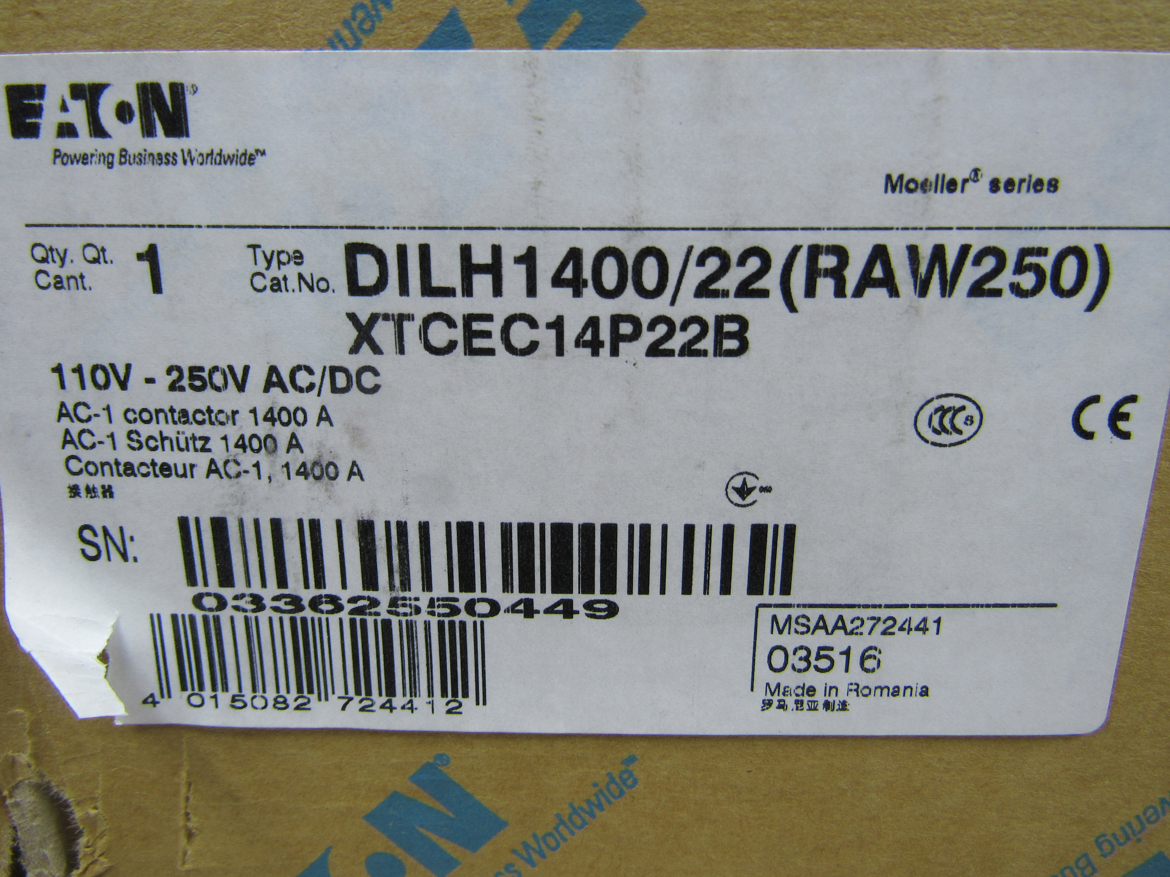 Eaton XTCEC14P22B Other Contactors