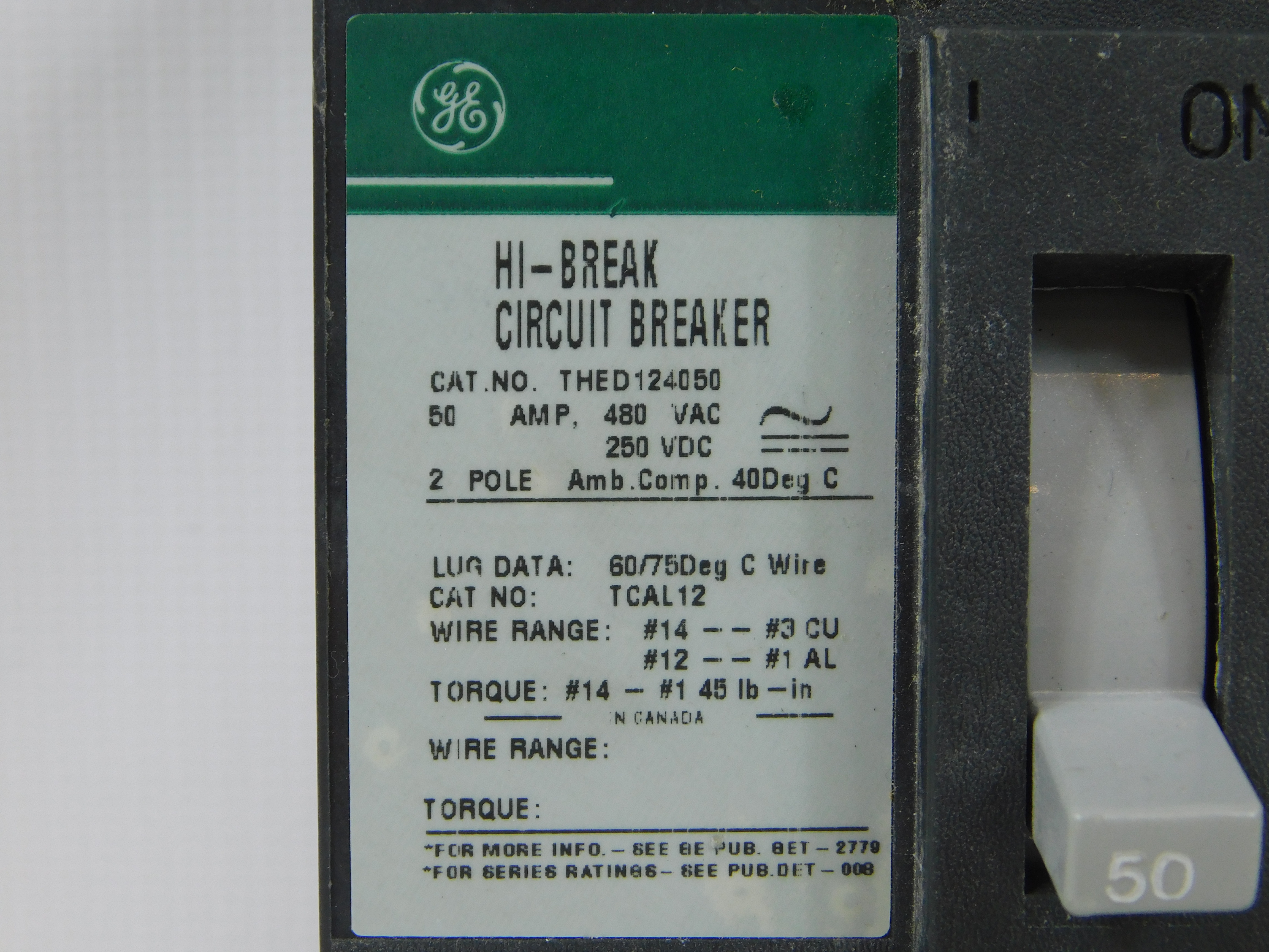 GE THED124050 Molded Case Breakers (MCCBs)