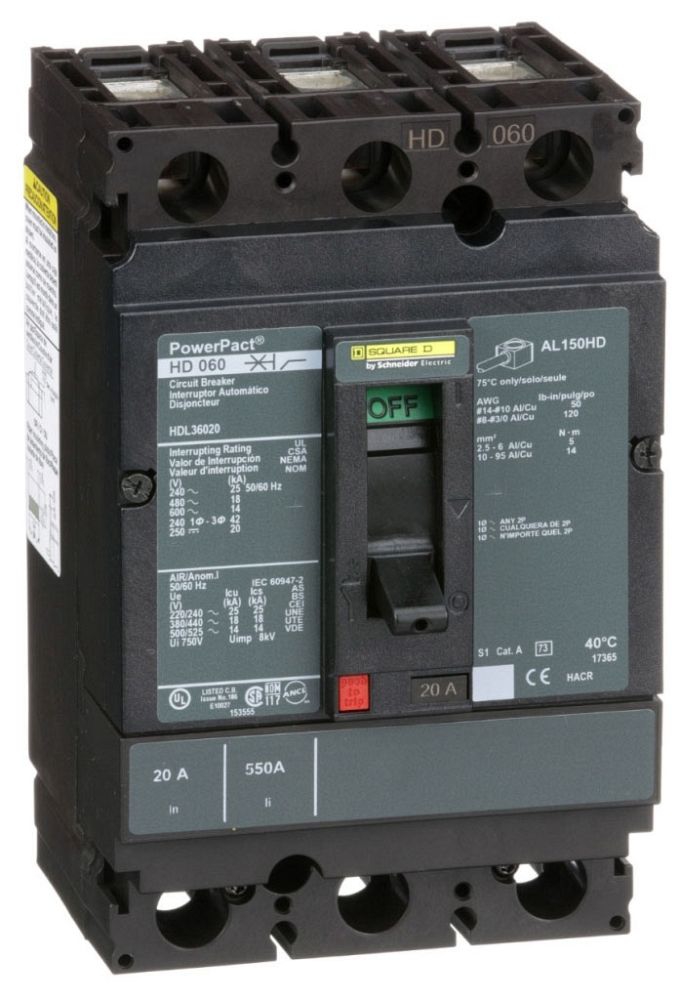 Square D HDL36020 Molded Case Breakers (MCCBs)