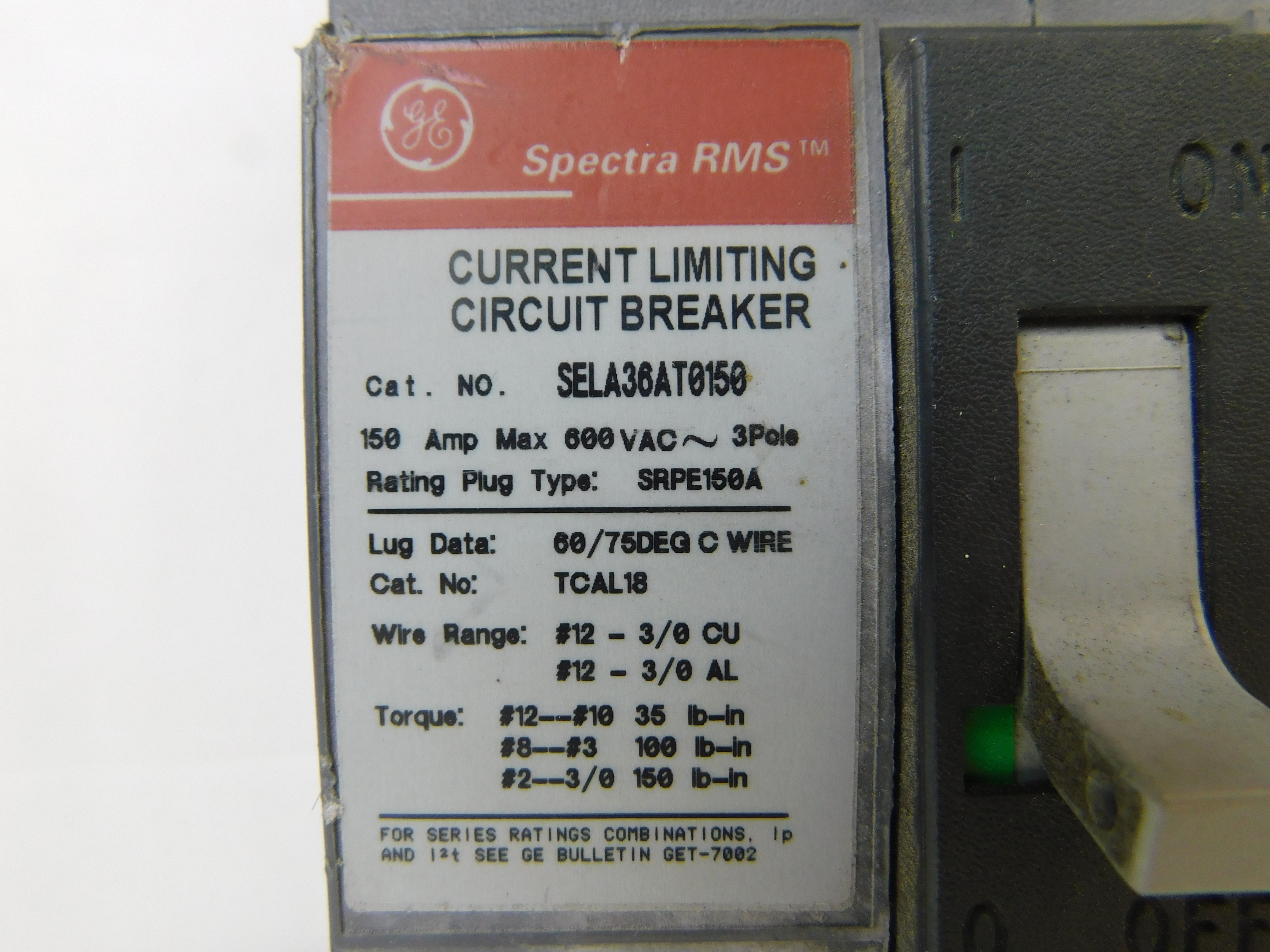 ABB GE Industrial Solutions SELA36AT0150 Molded Case Circuit Breaker