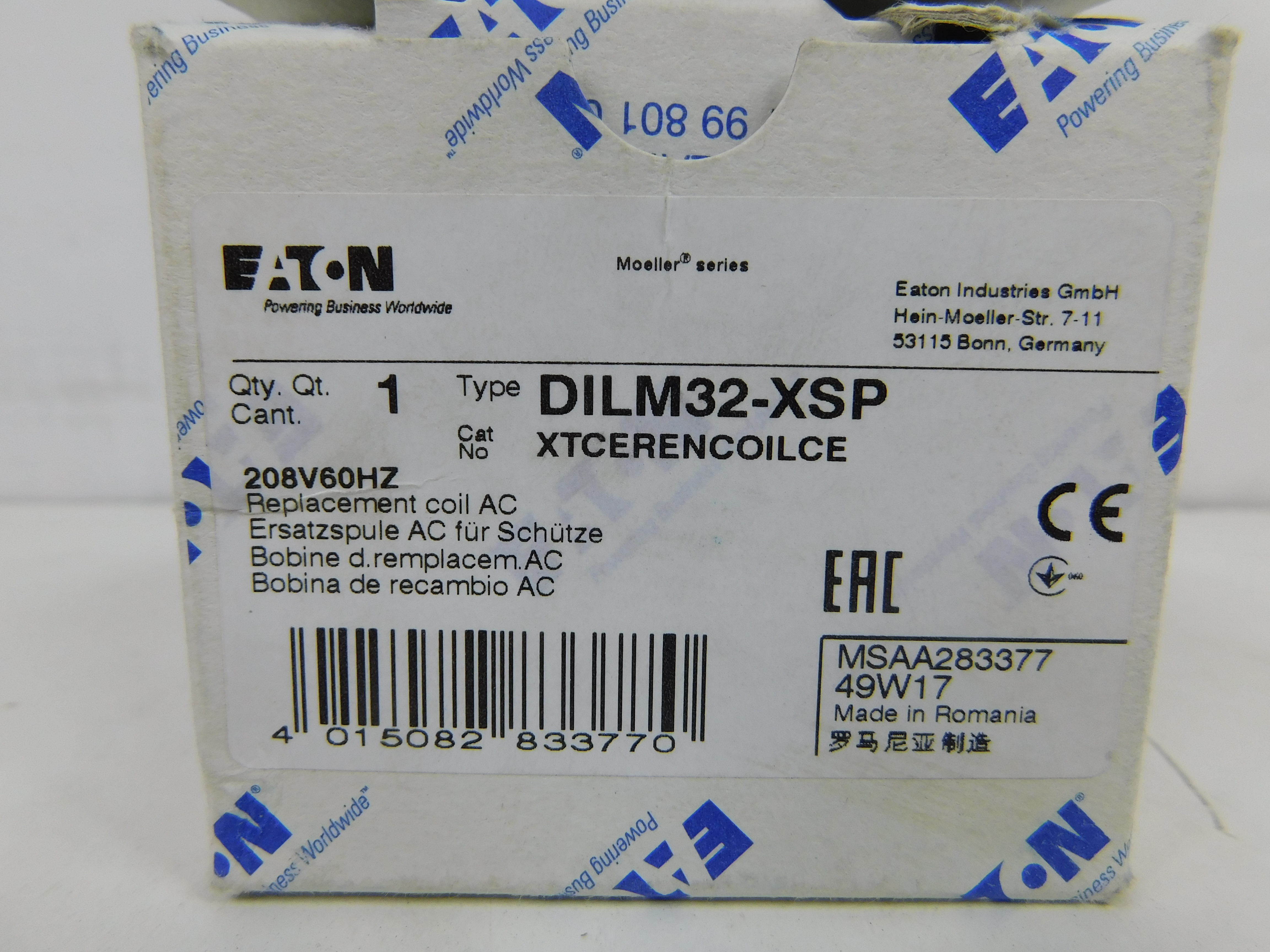 Eaton XTCERENCOILCE contactor Coil