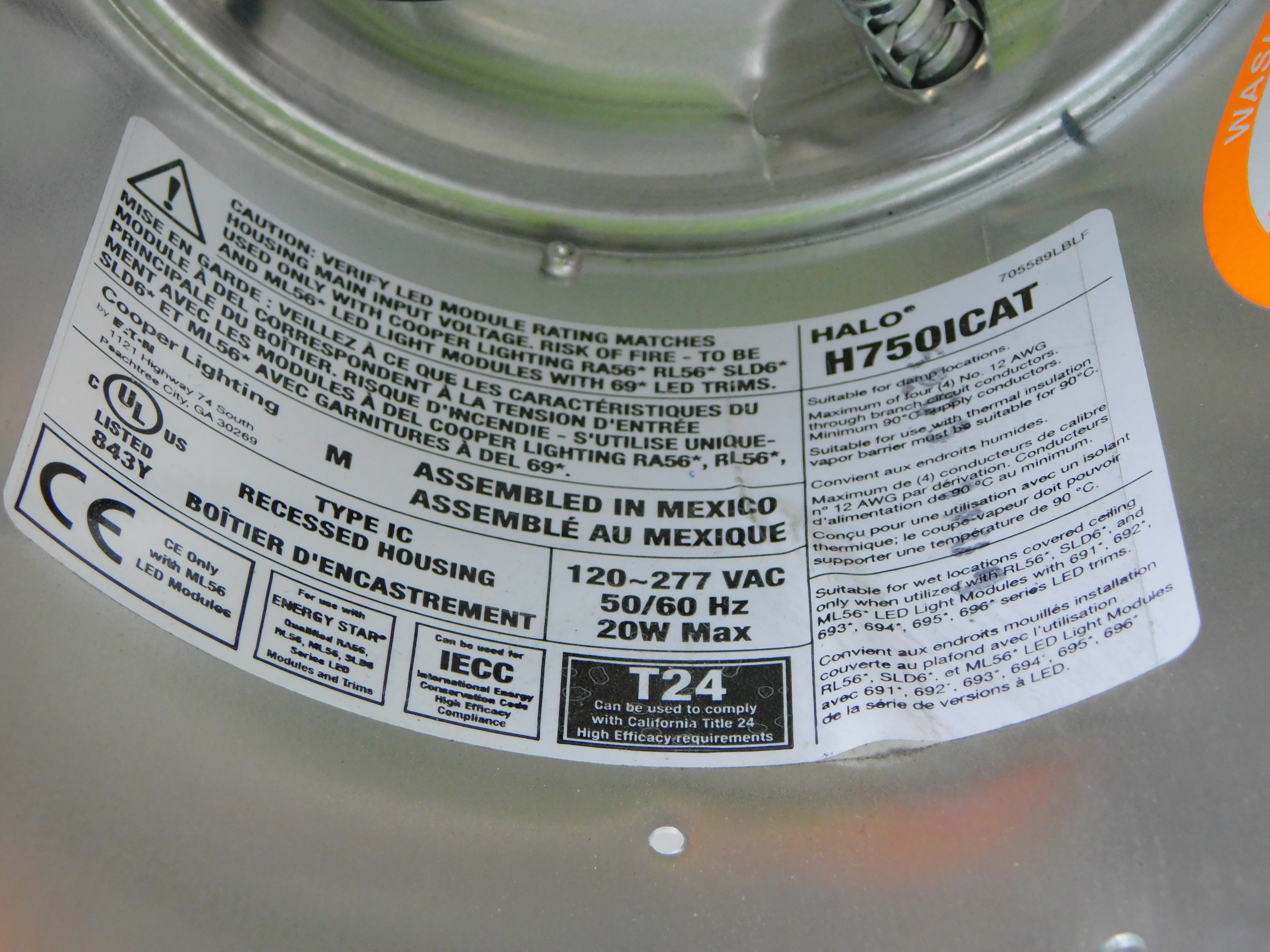 Cooper H750ICAT Recessed Lighting