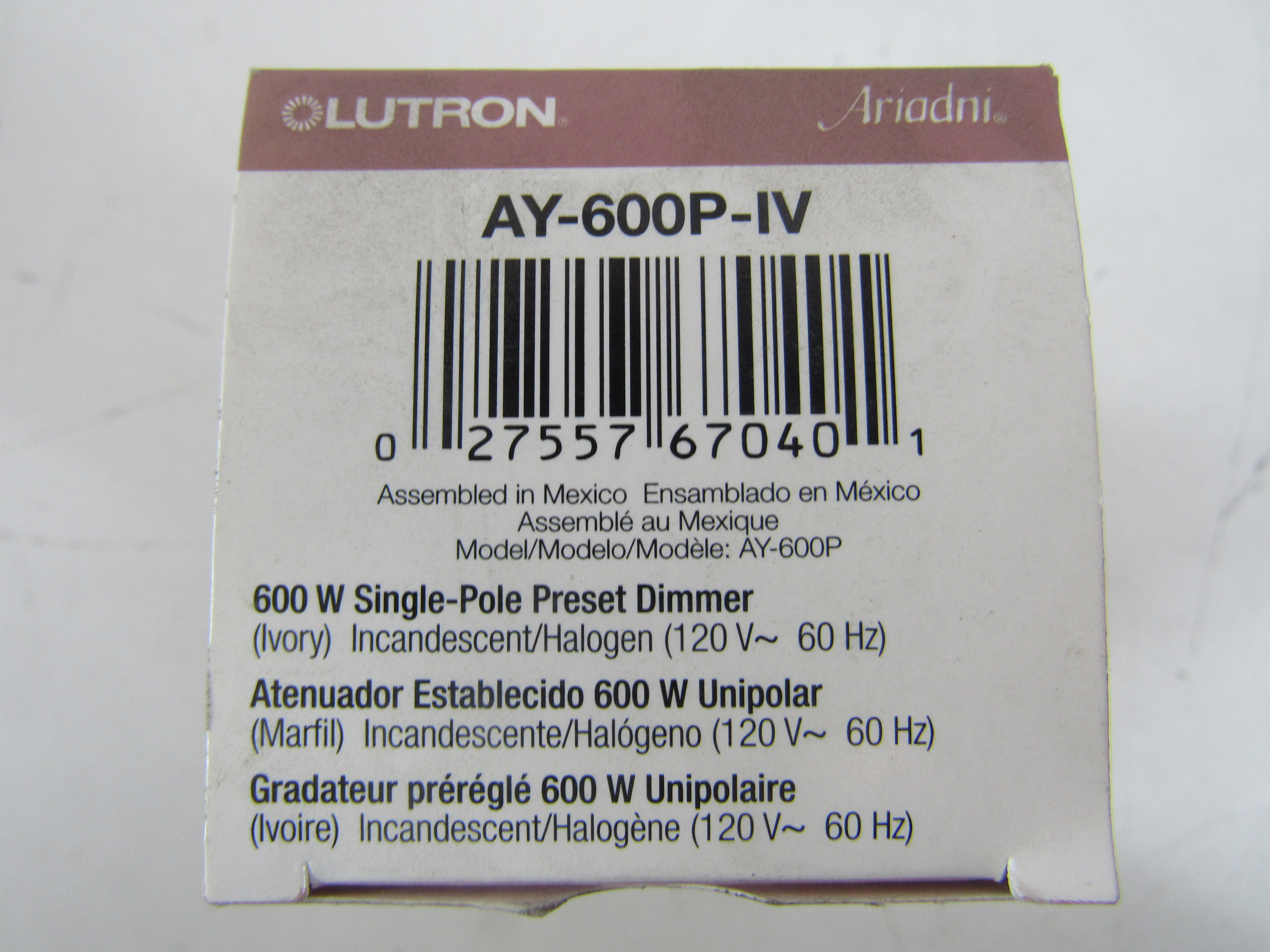 Lutron AY-600P-IV Light and Dimmer Switches