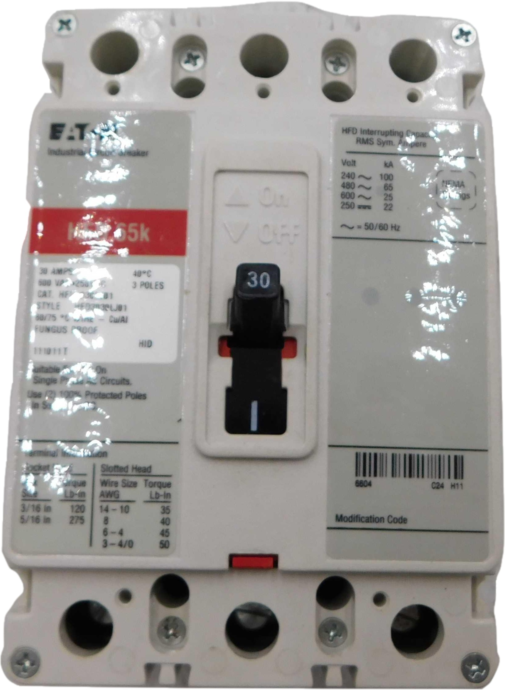 Eaton HFD3030LJ01 Molded Case Breakers (MCCBs)