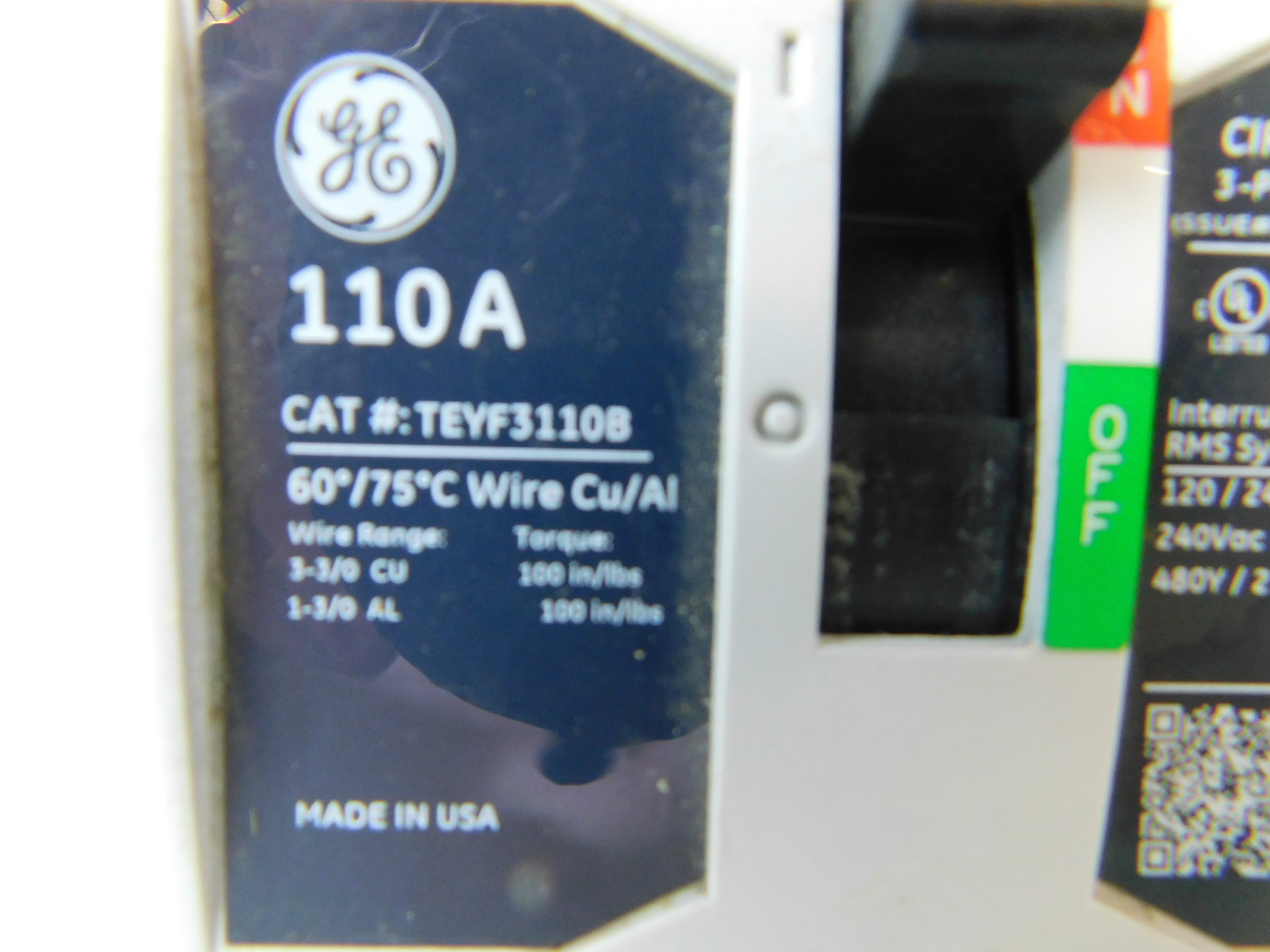 GE TEYF3110B Molded Case Breakers (MCCBs)