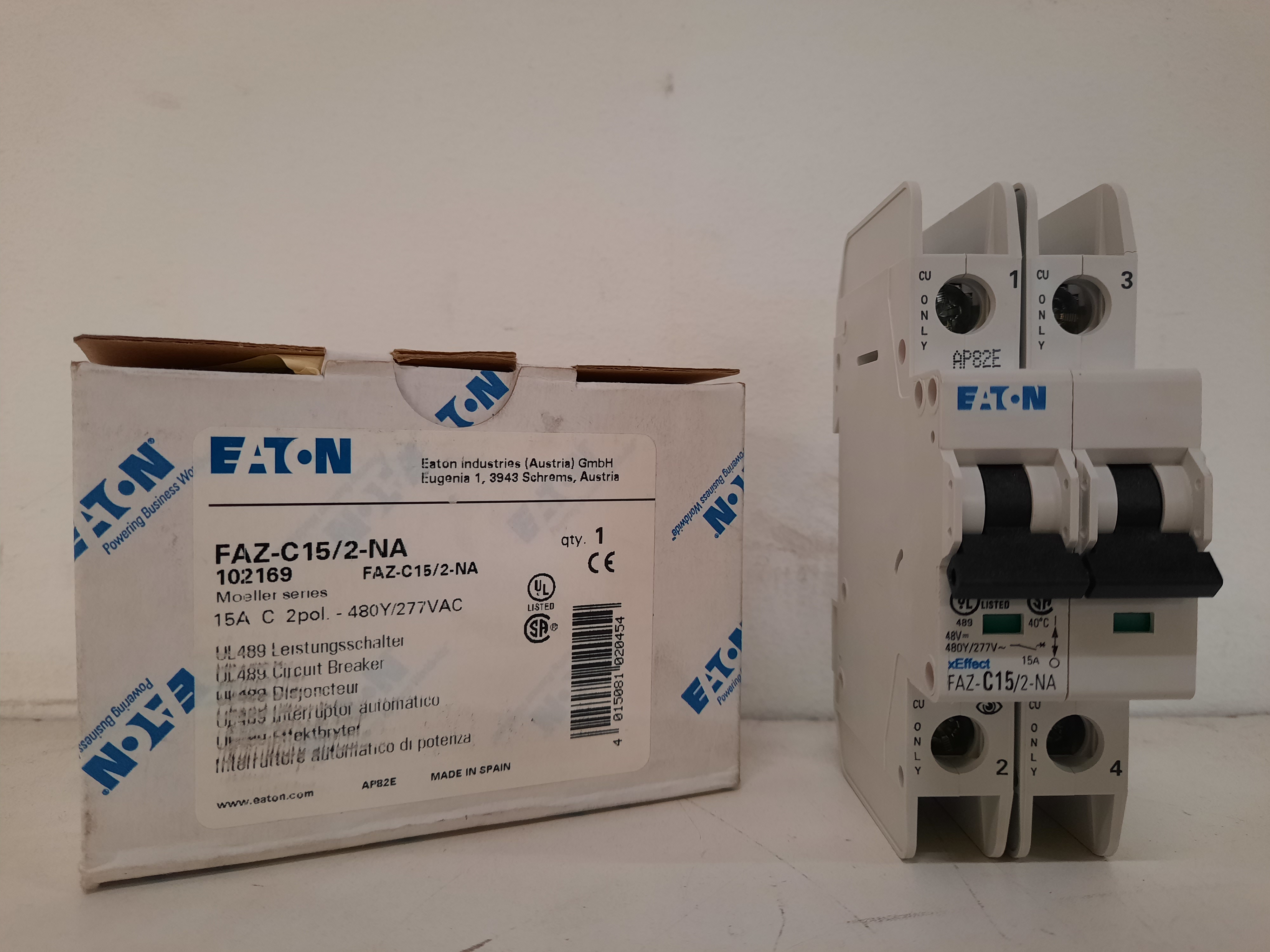 Eaton FAZ-C15/2-NA Din Rail Mounted Circuit Breakers