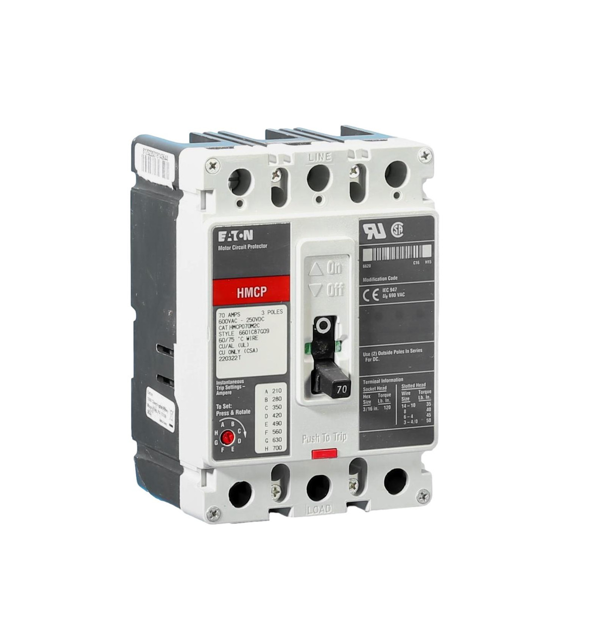 Eaton HMCP070M2CVH09 Molded Case Breakers (MCCBs)