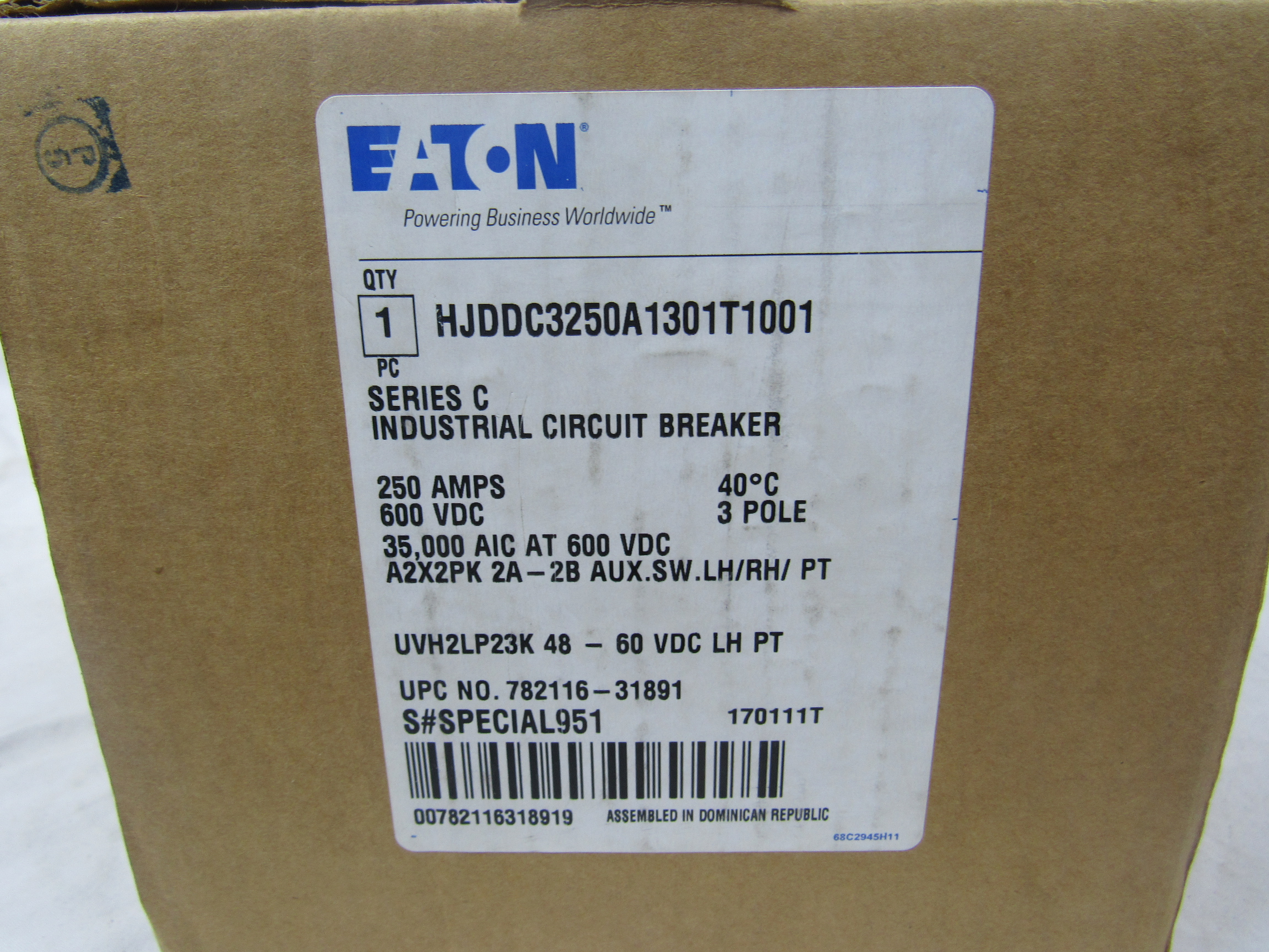Eaton HJDDC3250A1301T1001 Molded Case Breakers (MCCBs)