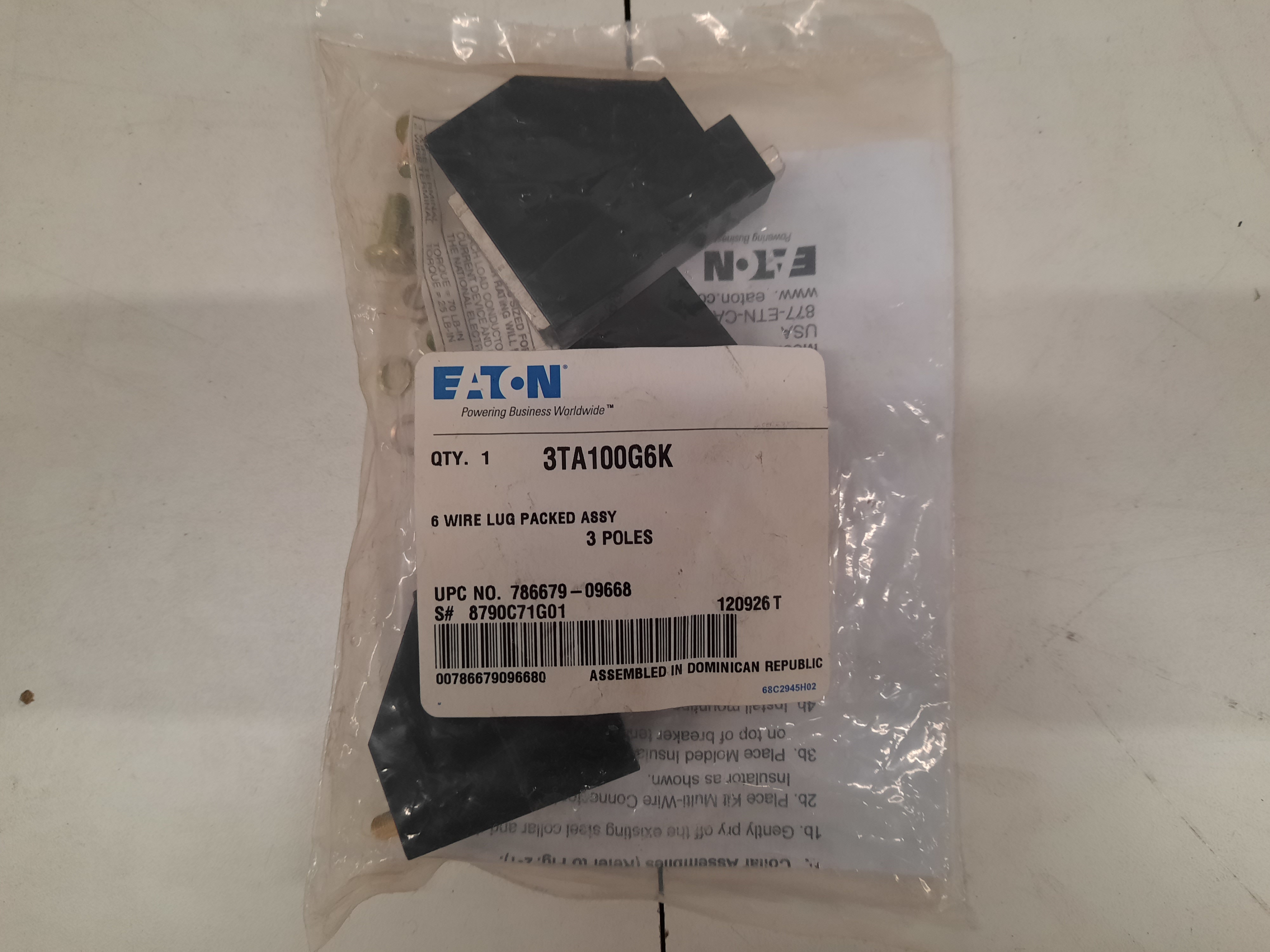 Eaton 3TA100G6K Other Power Distribution Contacts and Accessories