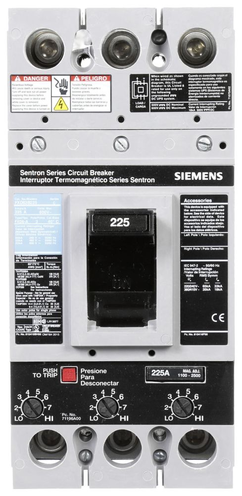 Siemens FXD63B225L Molded Case Breakers (MCCBs)