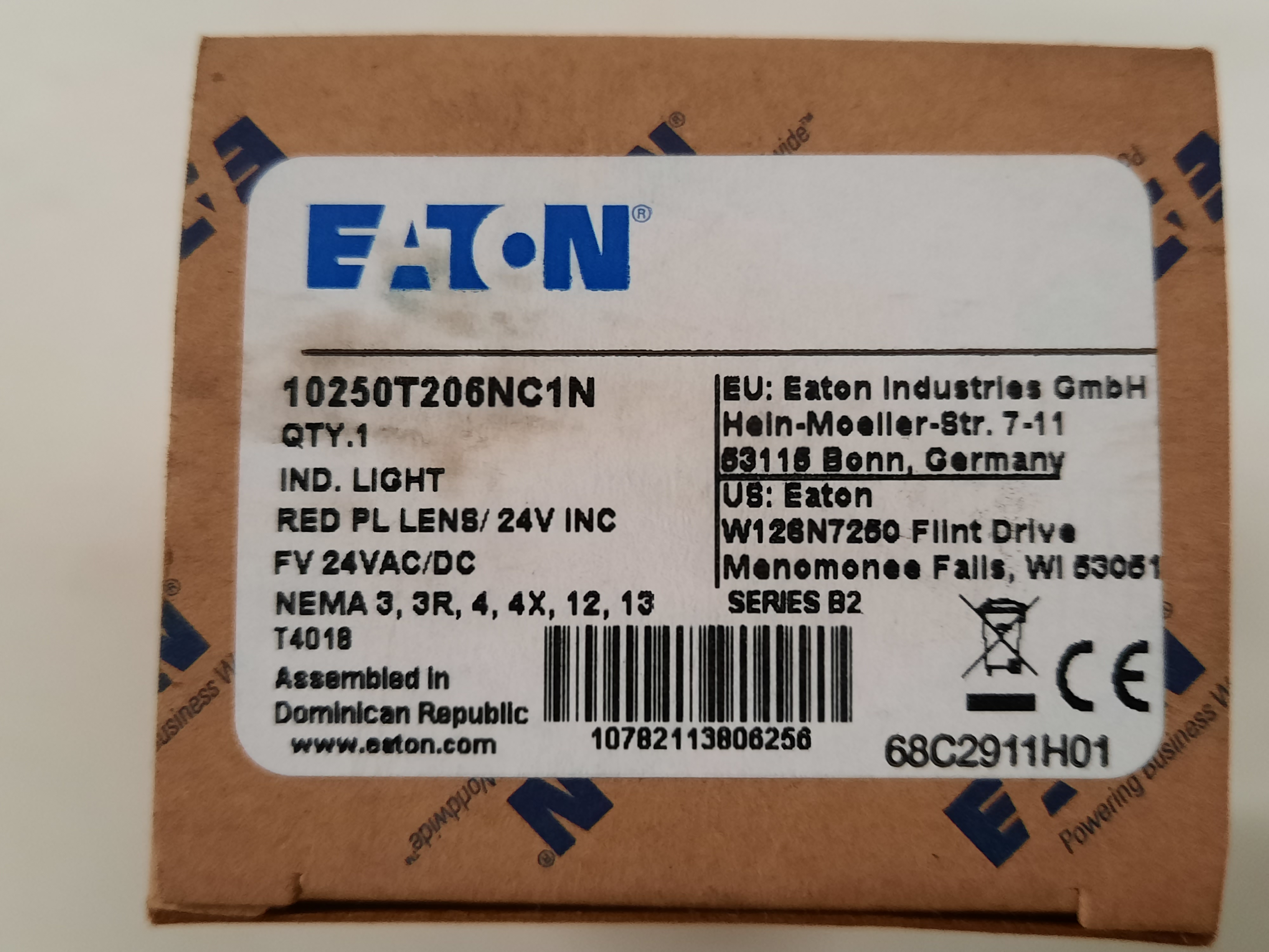 Eaton 10250T206NC1N Pushbutton Indicating Light Unit