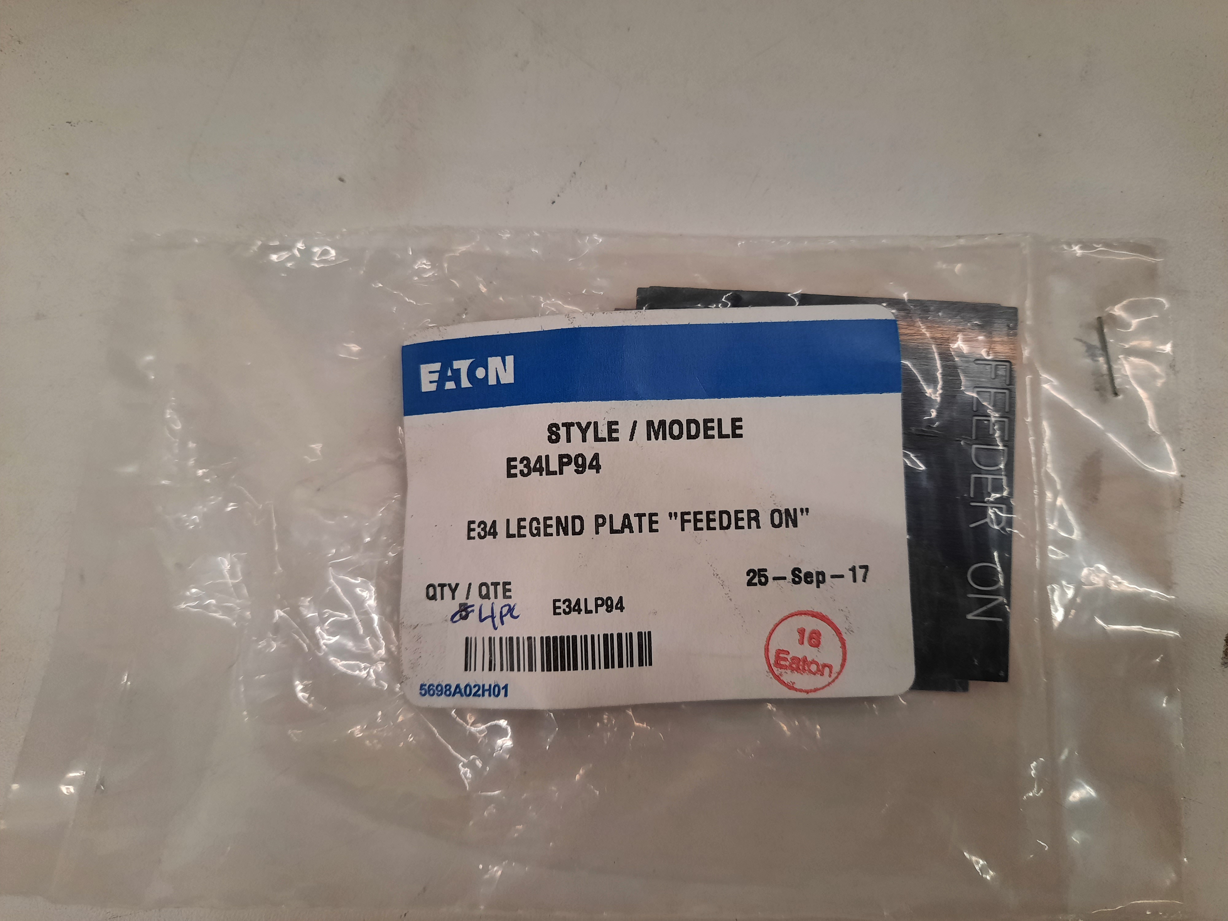 Eaton 34LP94 Pushbuttons Nameplate