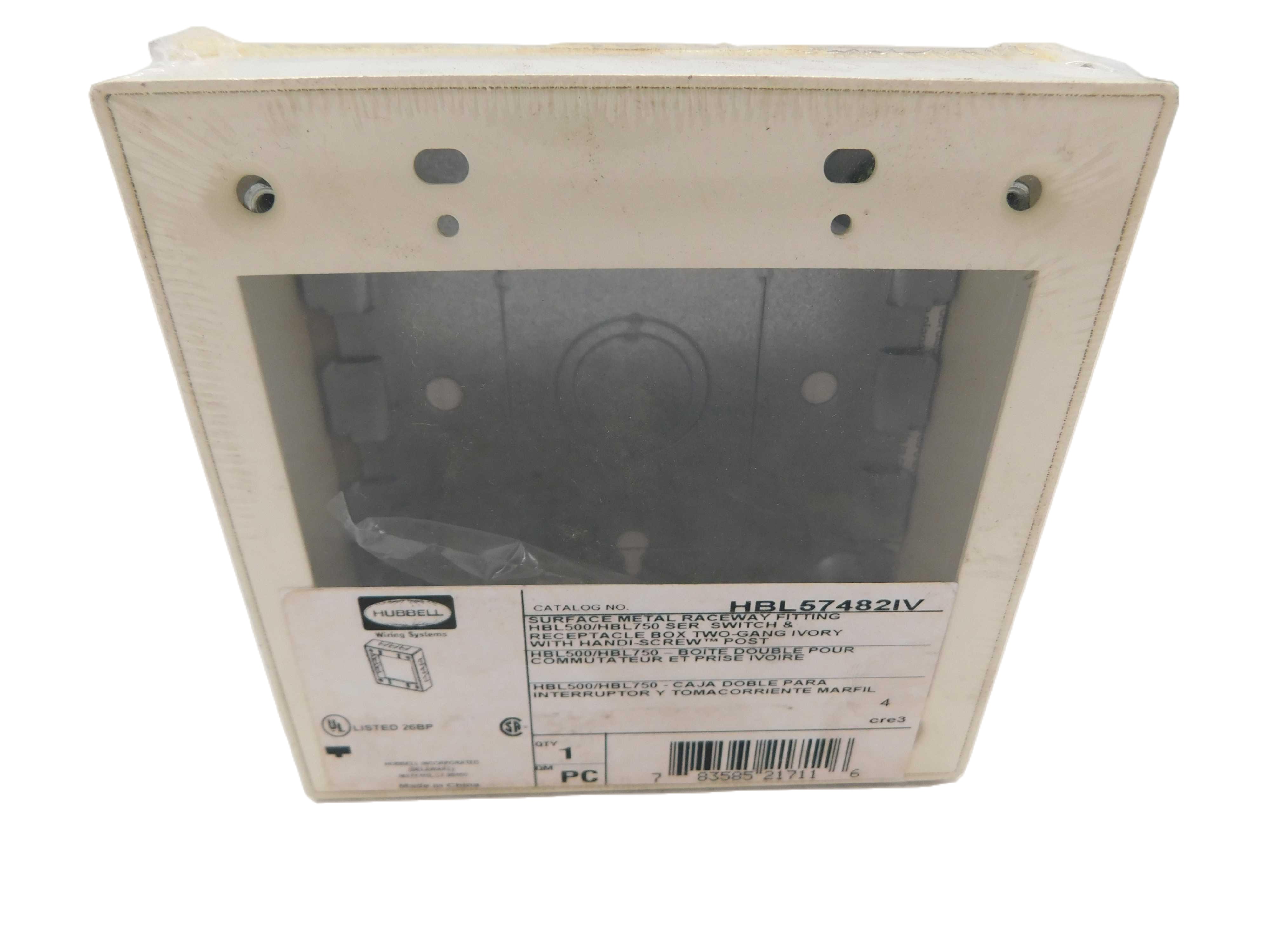 Wiring Device-kellems HBL57482IV Outlet Boxes/Covers/Accessories Raceway Box