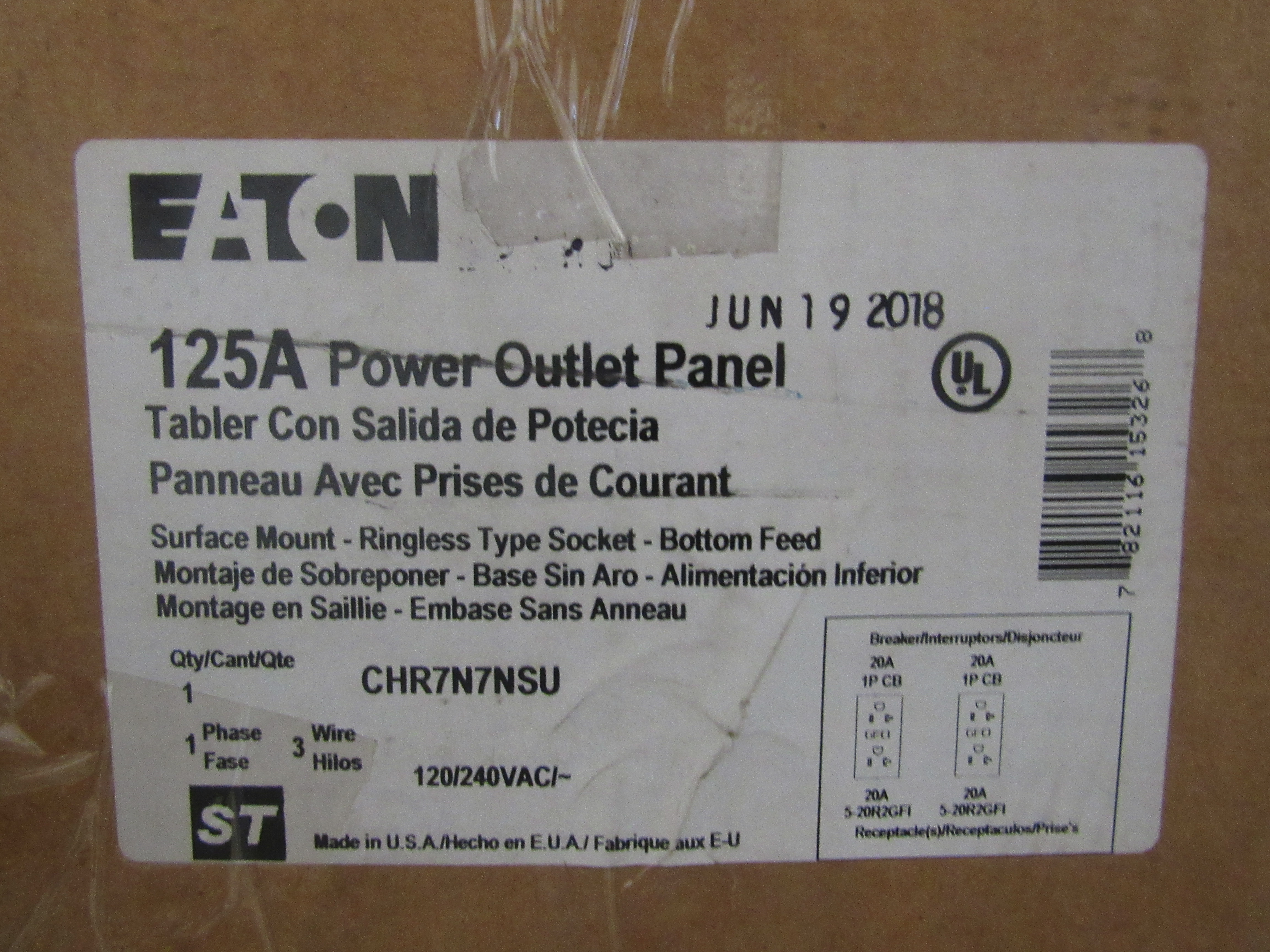 Eaton CHR7N7NSU Power Outlet Panels