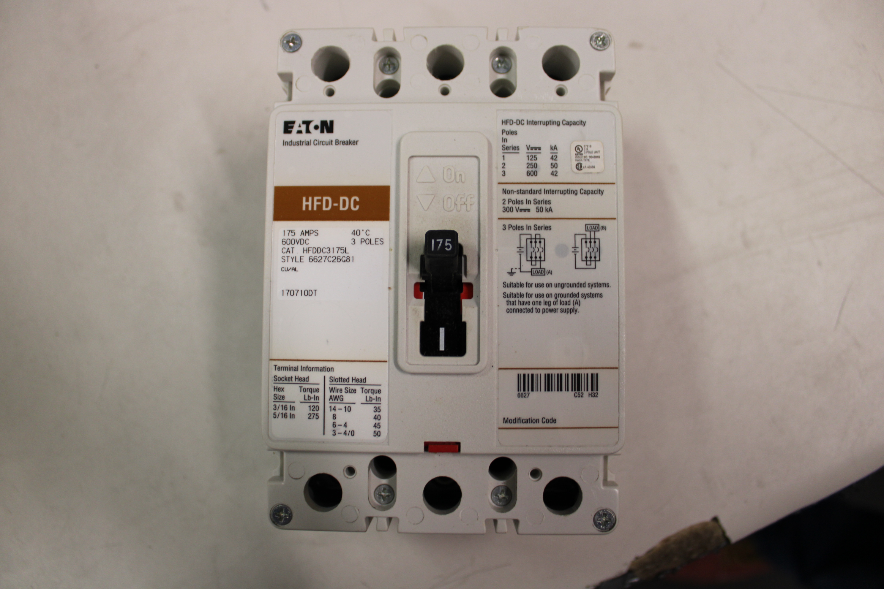 Eaton HFDDC3175L Molded Case Breakers (MCCBs)