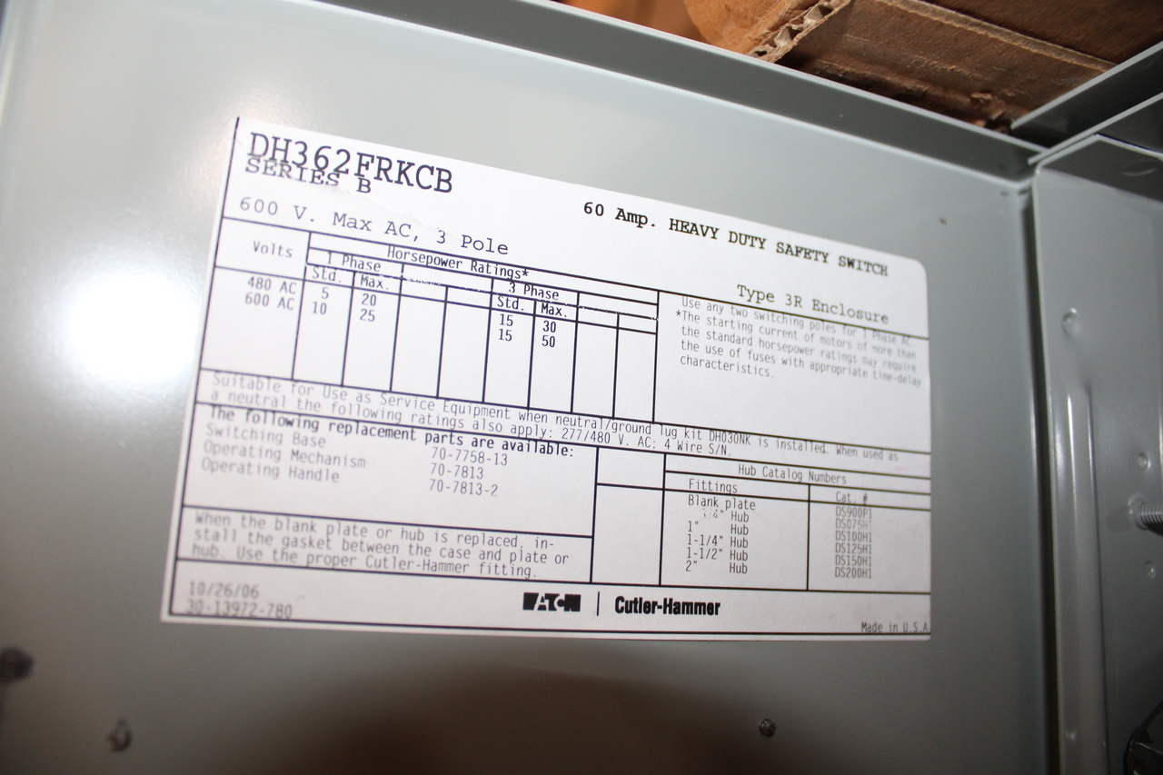 Eaton DH362FRKCB Safety Switches