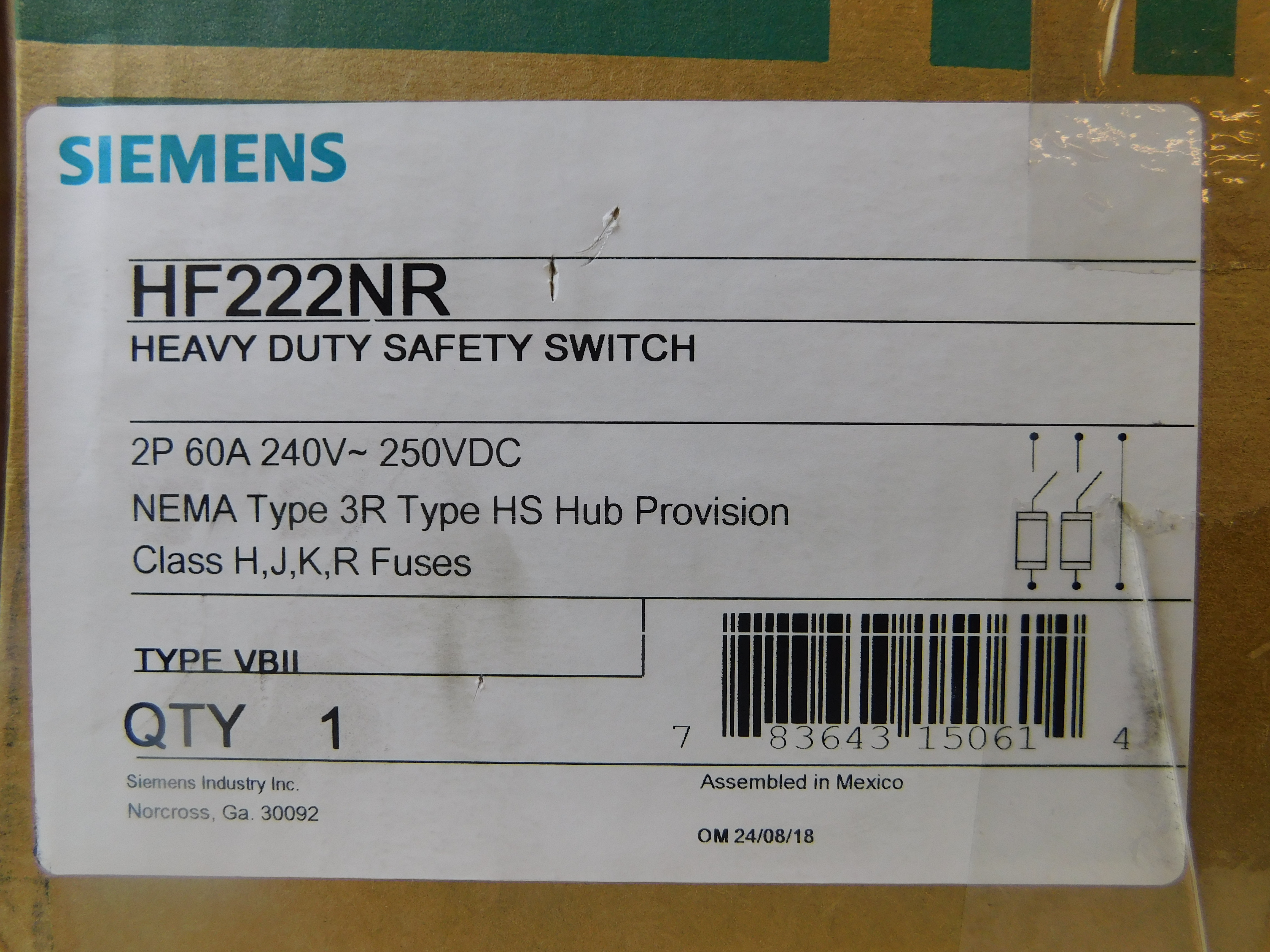 Siemens HF222NR Safety Switches
