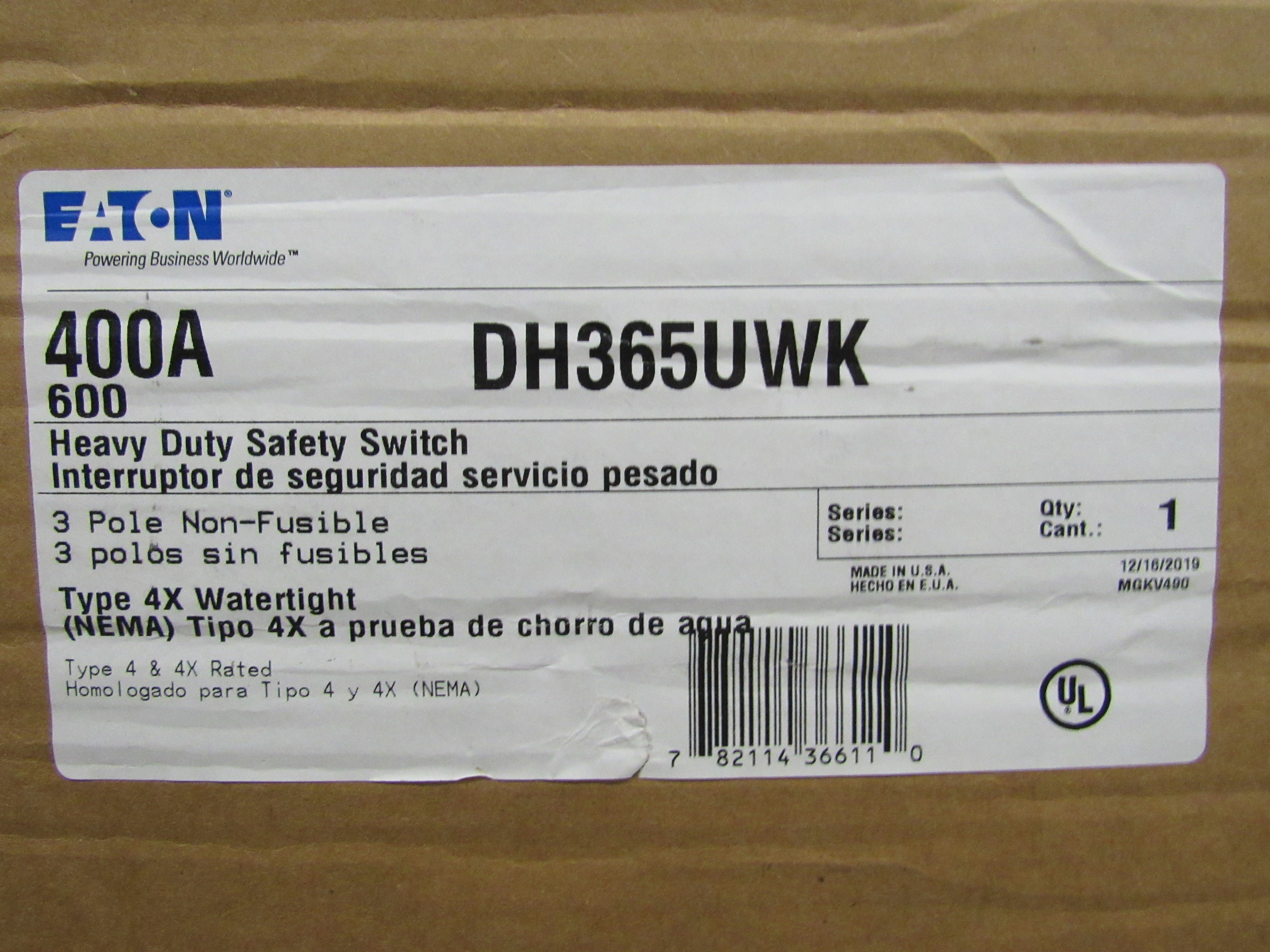 Eaton DH365UWK Heavy Duty Safety Switches
