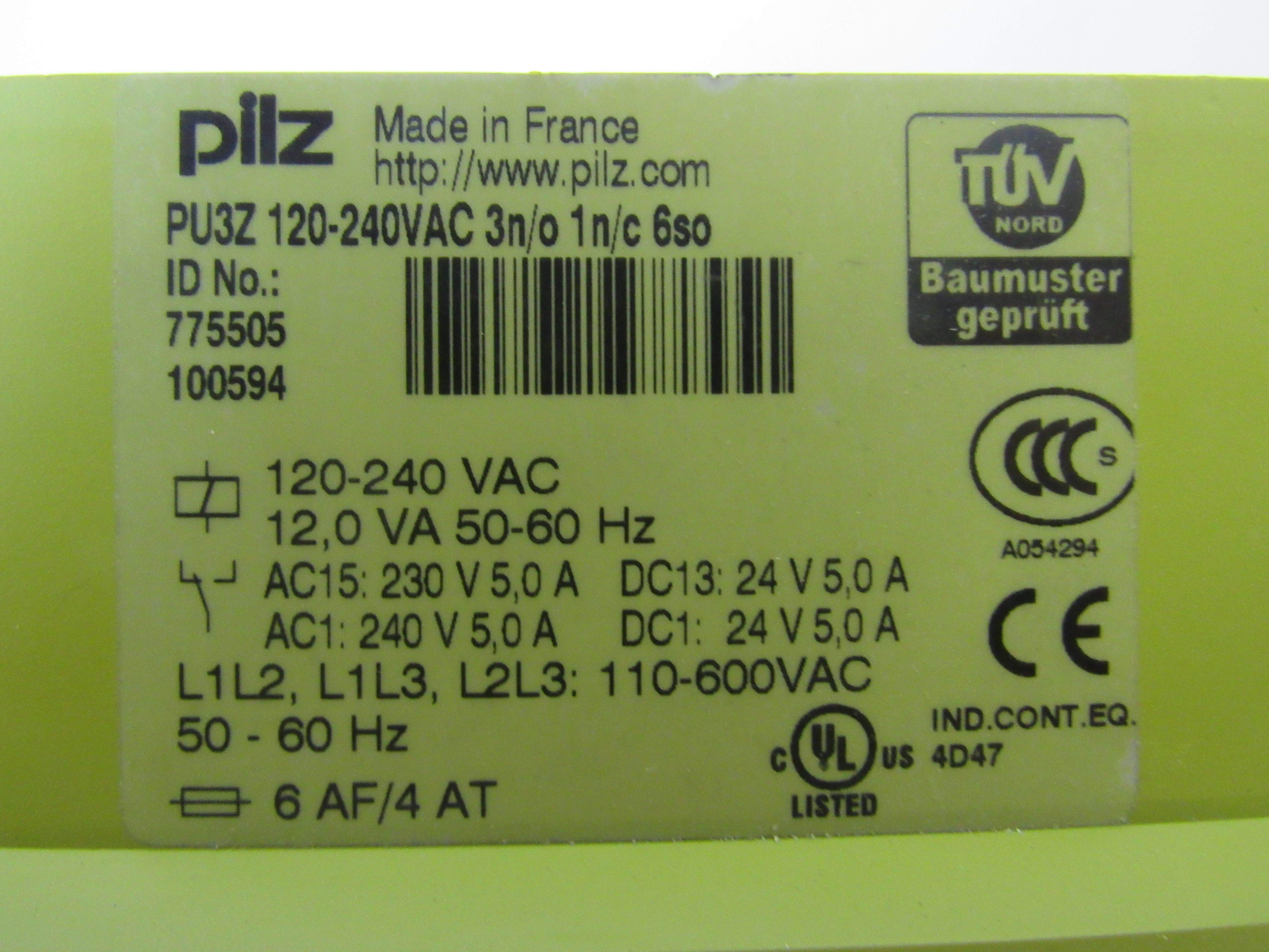 Eaton PU3Z Relays Safety Relay 5A 240V 50/60Hz 3NO 1NC