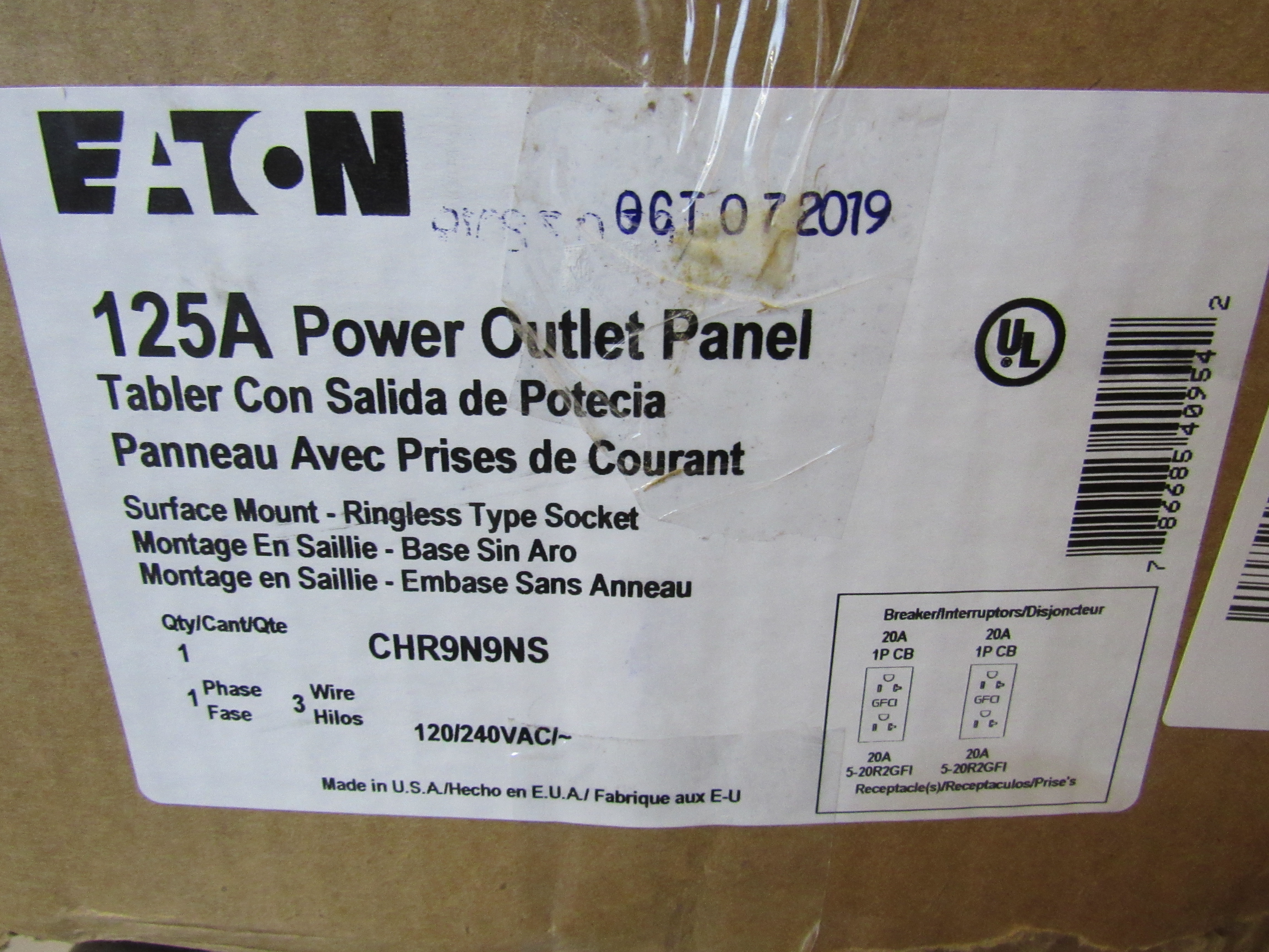Eaton CHR9N9NS Power Outlet Panel