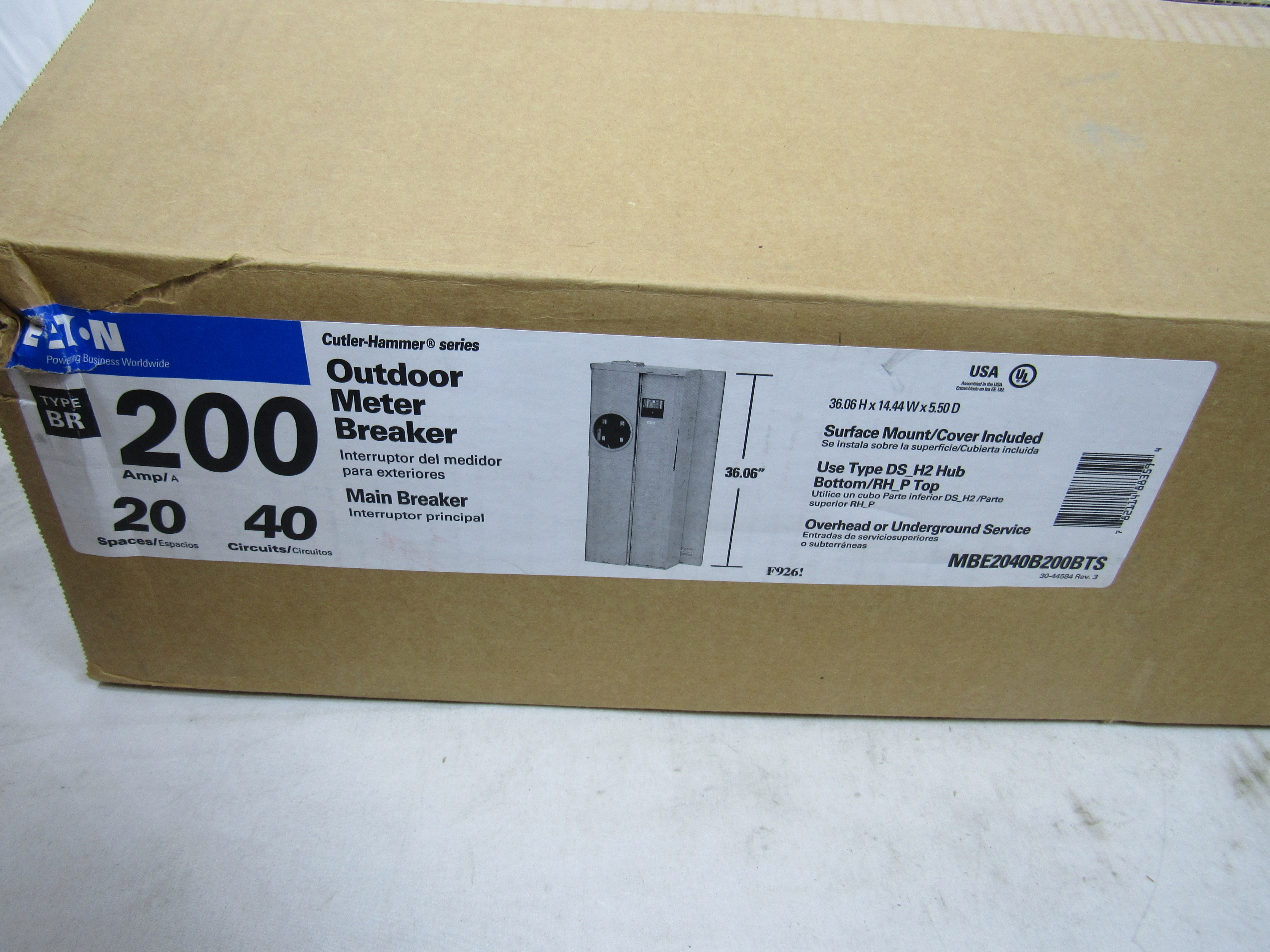 Eaton MBE2040B200BTS Meter Circuit Breaker