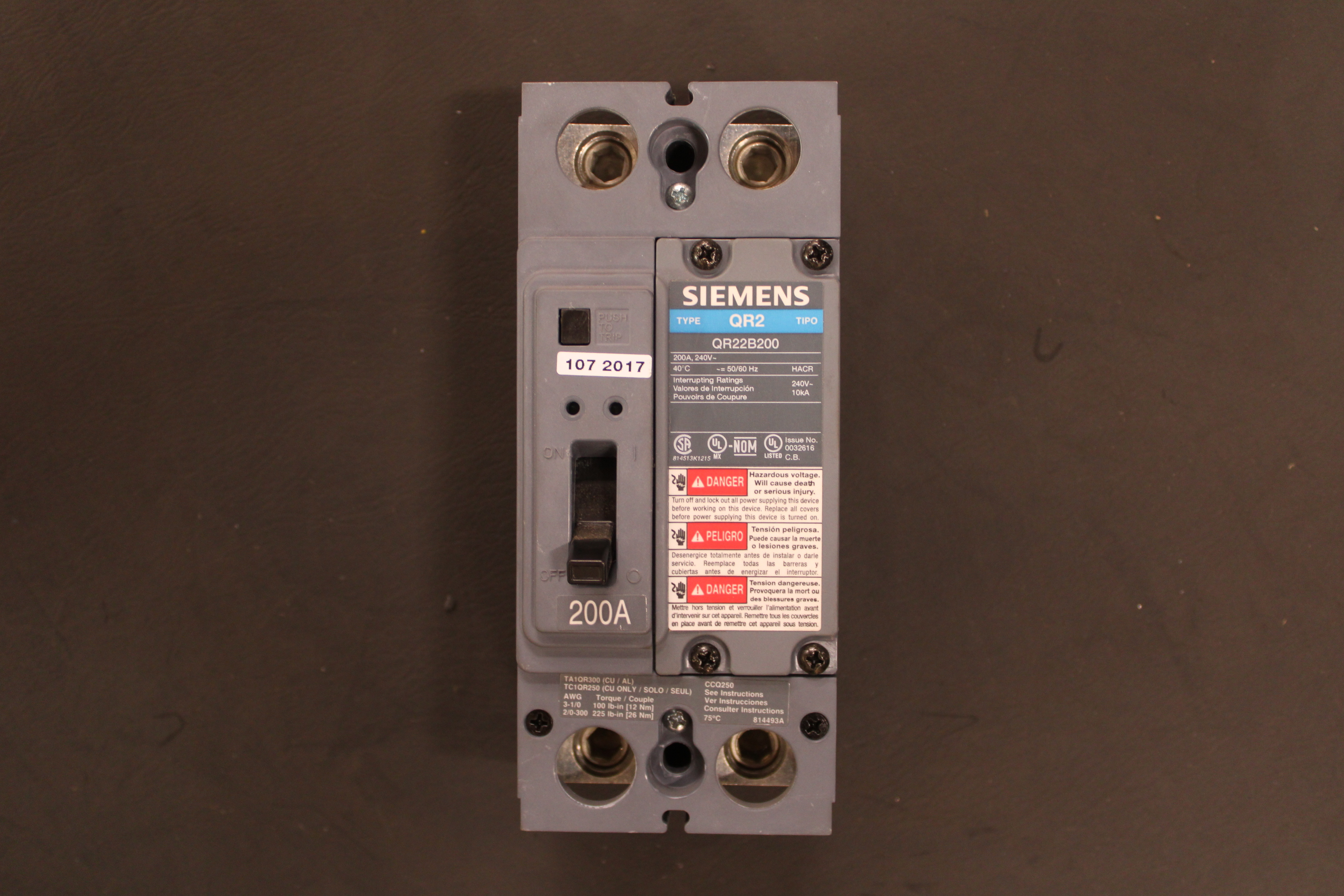 Siemens QR22B200 Molded Case Breakers (MCCBs)
