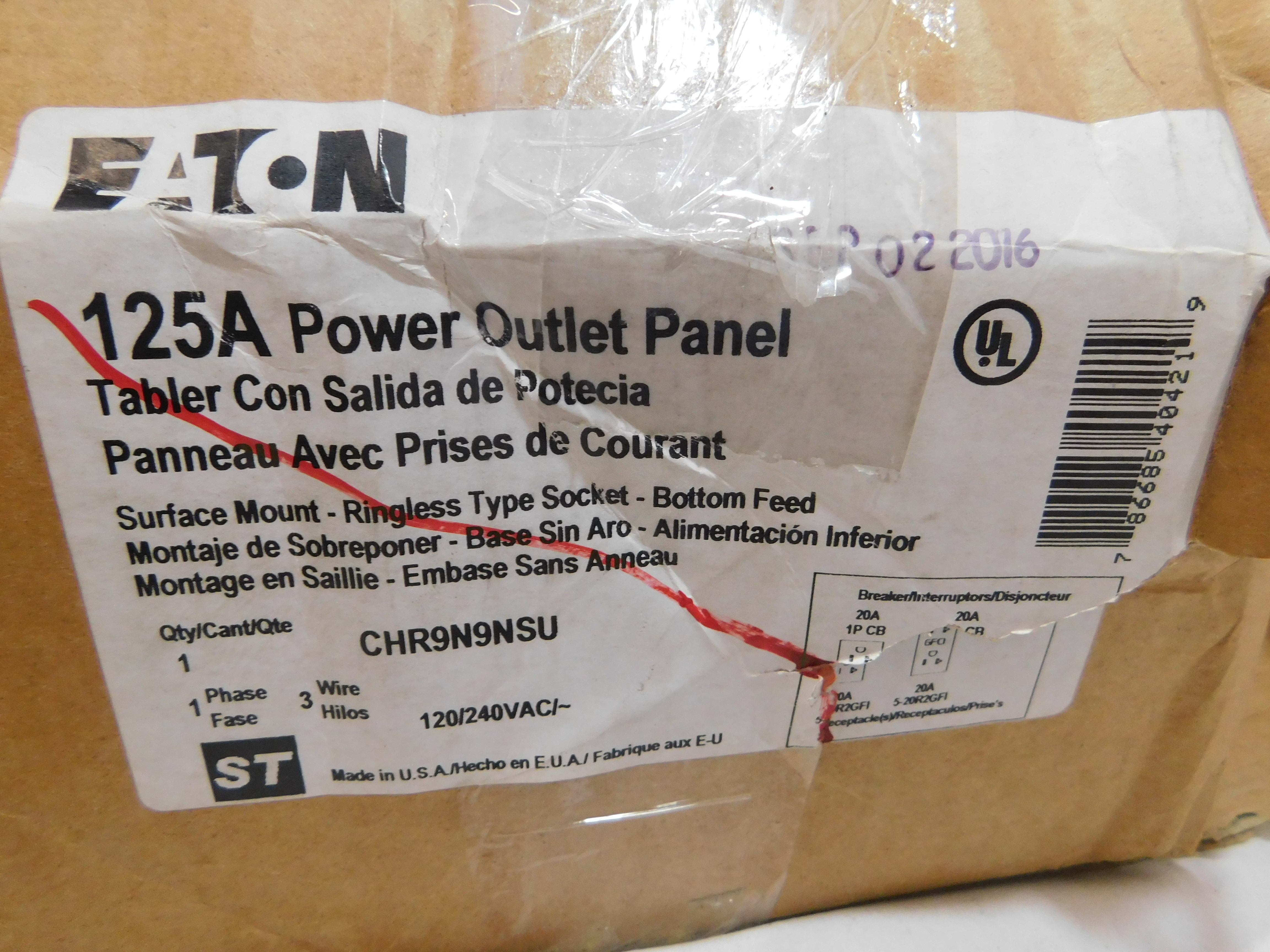 Eaton CHR9N9NSU Power Outlet Panels