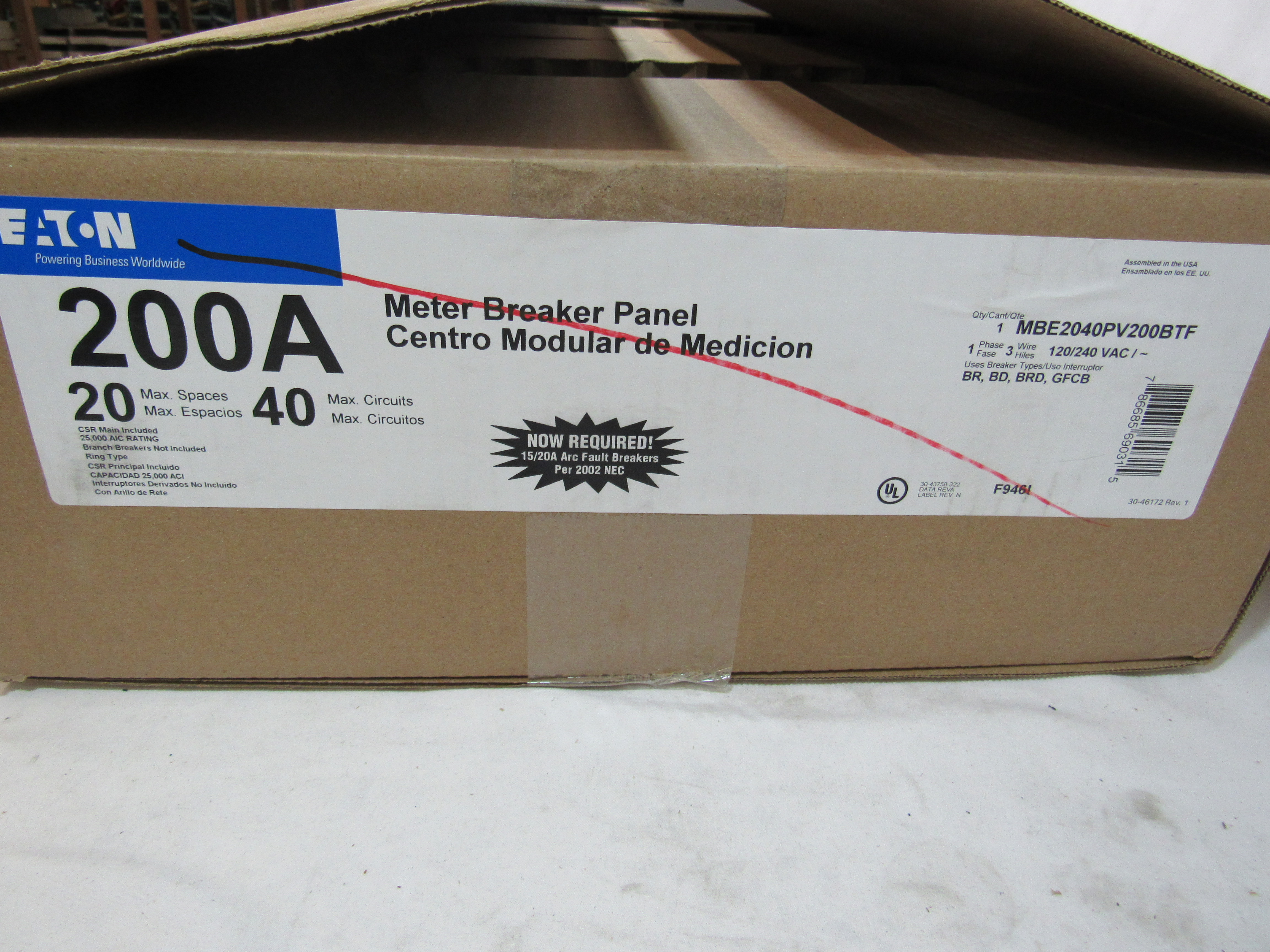 Eaton MBE2040PV200BTF Meter Circuit Breaker