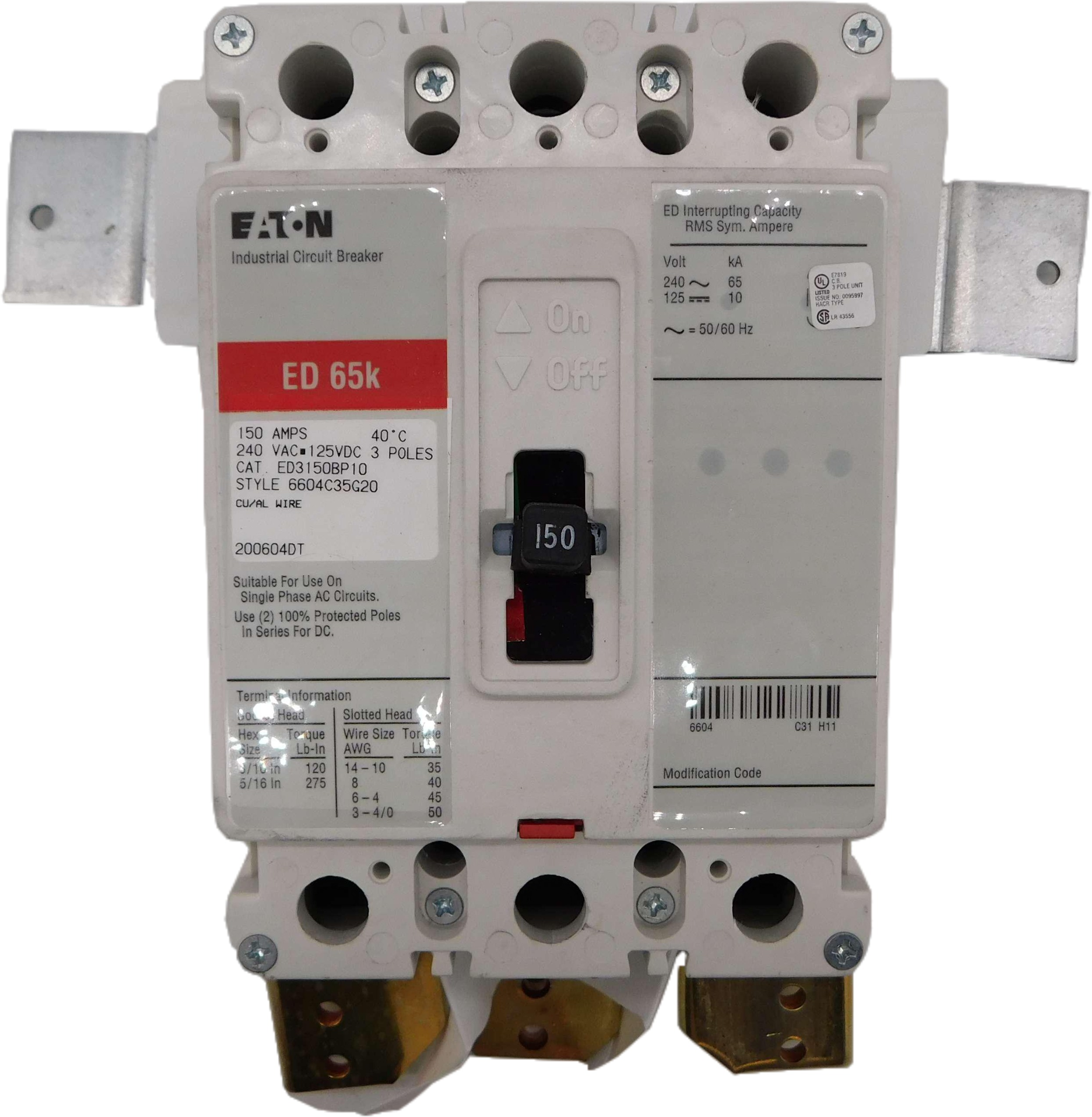 Eaton BKED150T Molded Case Breakers (MCCBs)