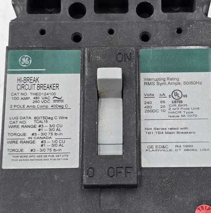 GE THED124100WL Molded Case Breakers (MCCBs)