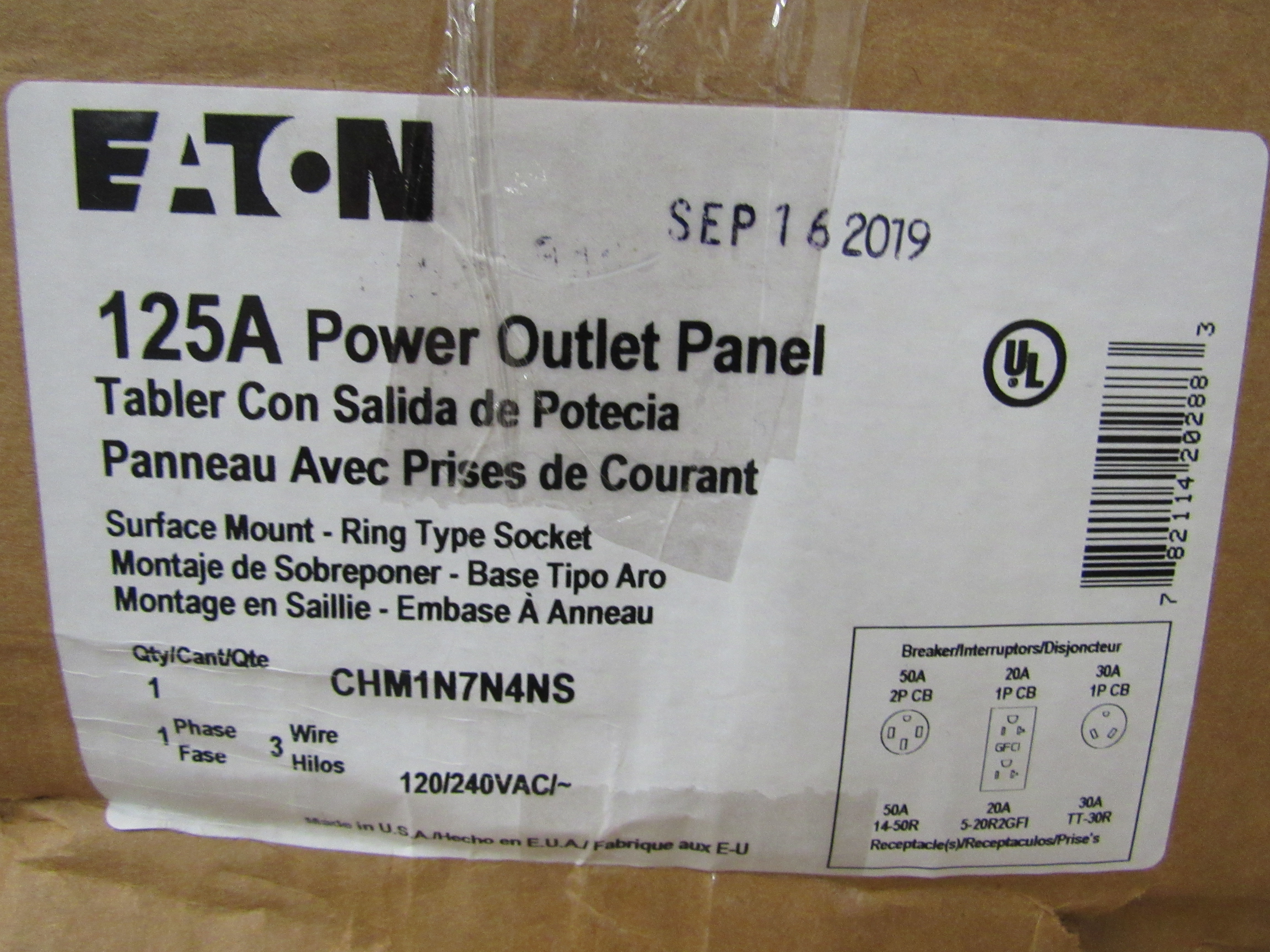 Eaton CHM1N7N4NS Power Outlet Panels