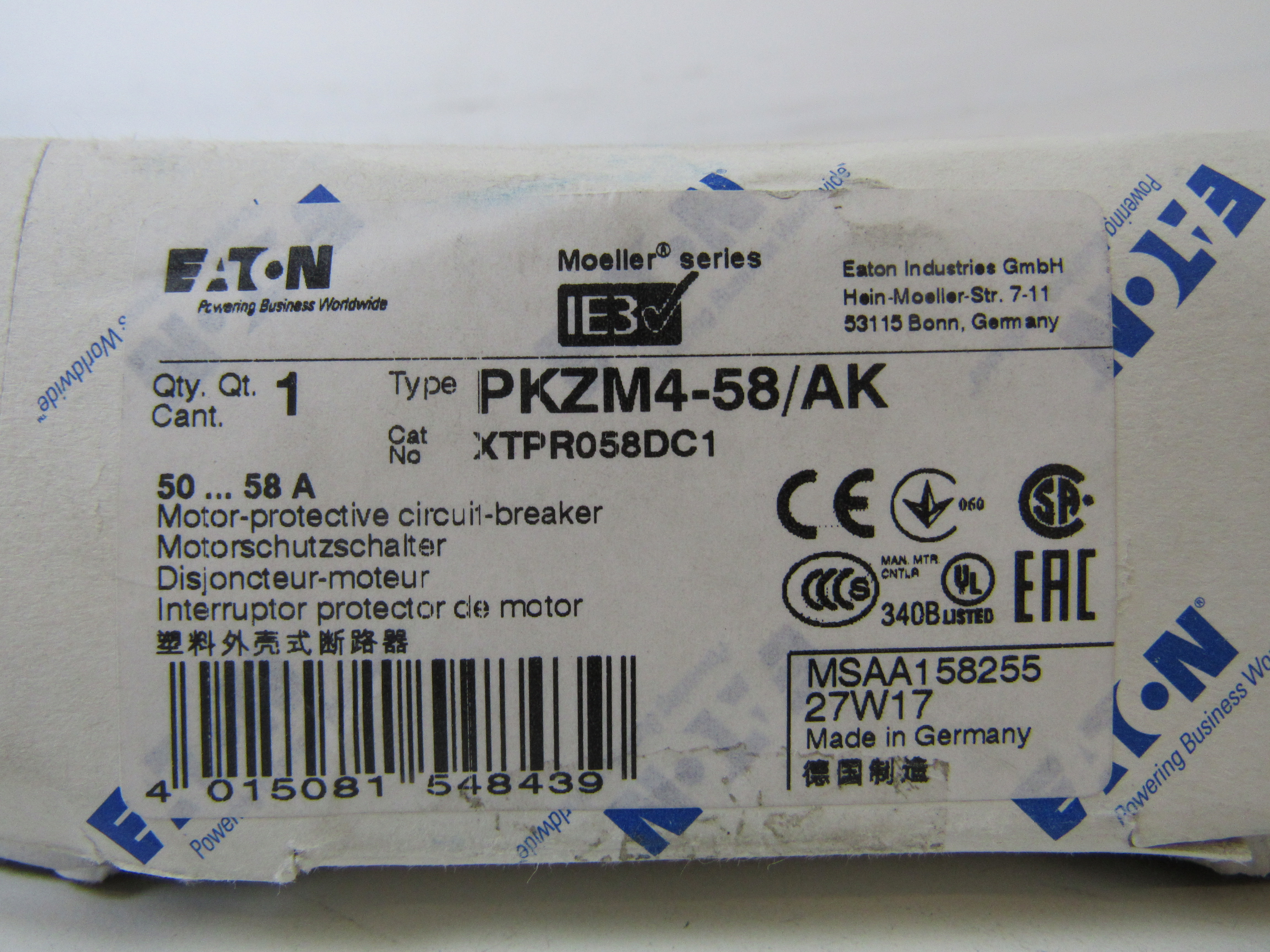 Eaton XTPR058DC1 Starter and Contactor Accessories