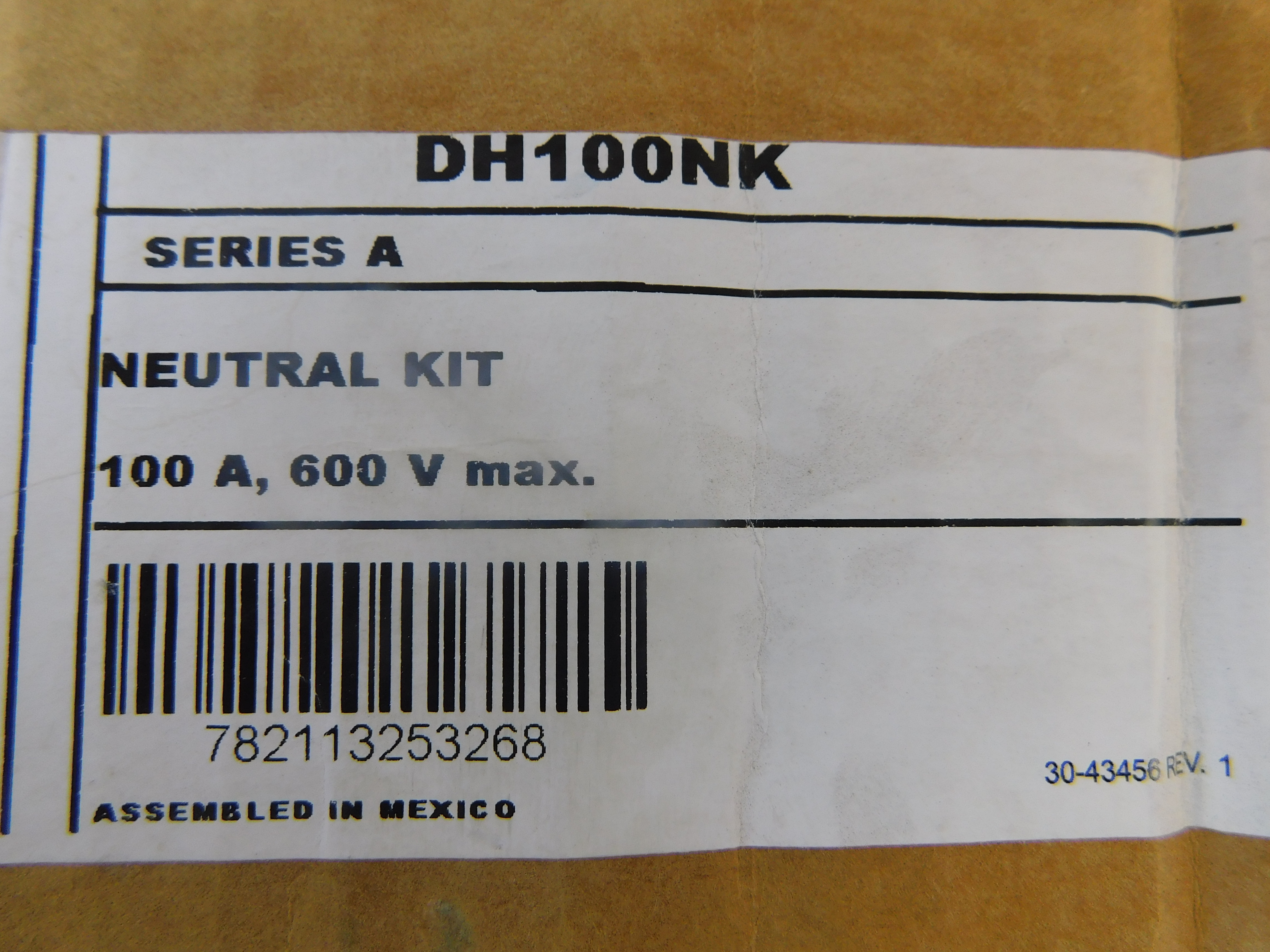 Eaton DH100NK Safety Switch Neutral Kit