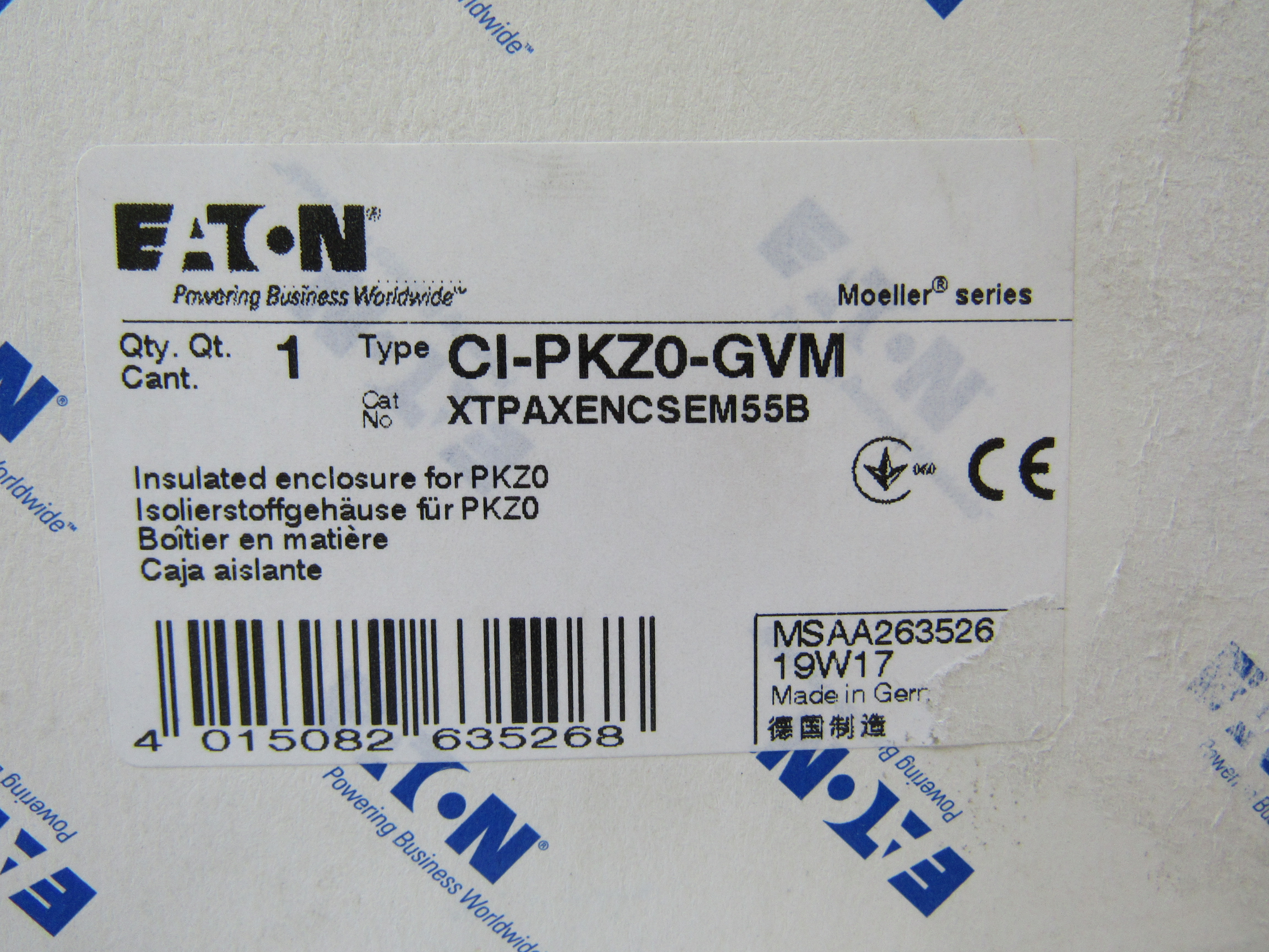 Eaton XTPAXENCSEM55B Motor Protector Insulated Enclosure