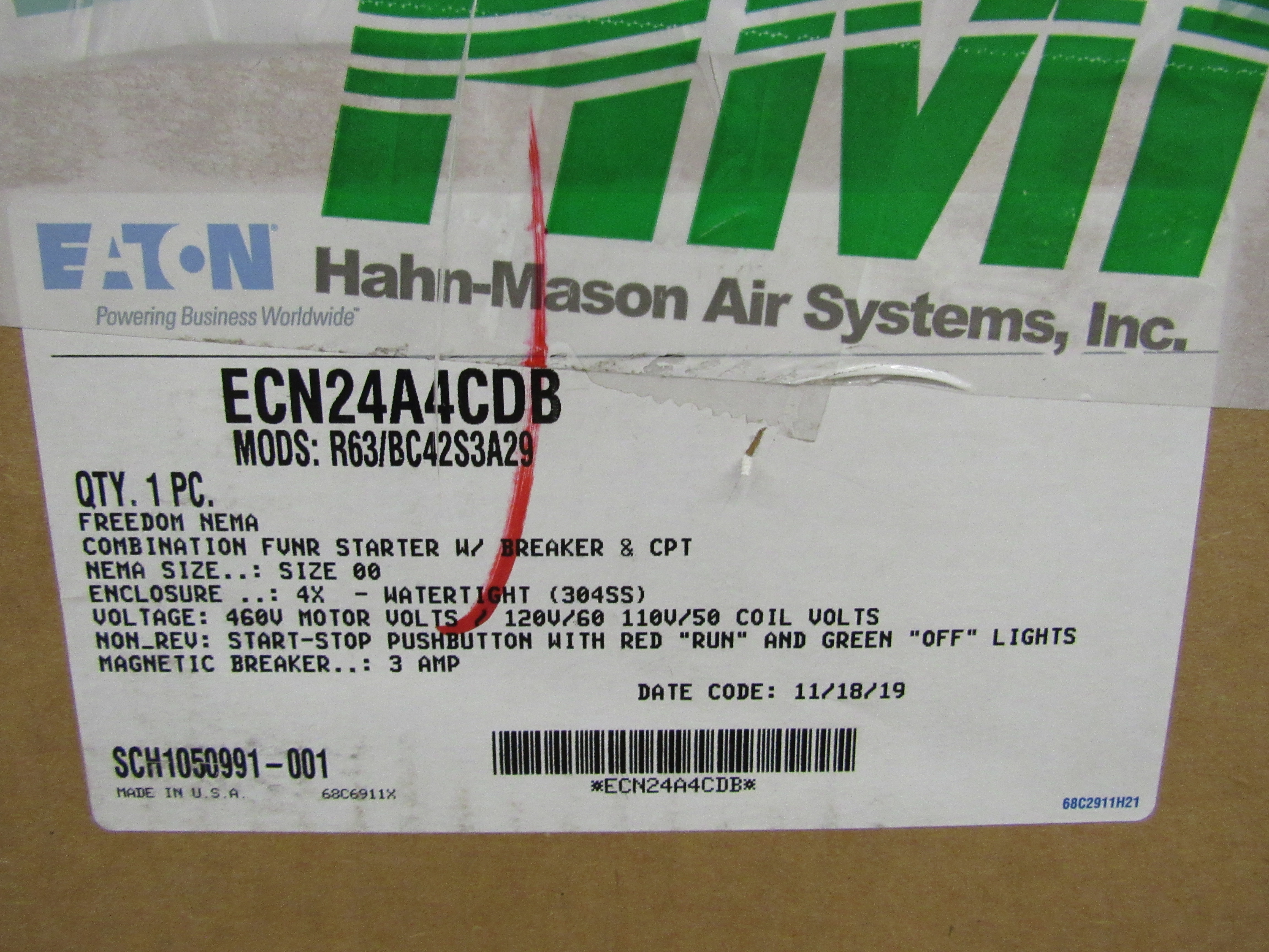 Eaton ECN24A4CDB Electrical Enclosures Combination 120V NEMA 4X START STOP