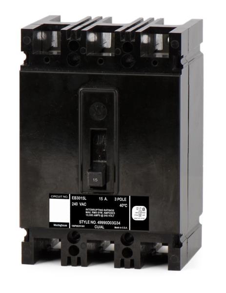 Westinghouse EB3015L Molded Case Breakers MCCBs (Used)