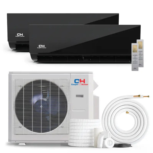 Cooper & Hunter 2 Zone 28,000 BTU Olivia Midnight Ductless Mini Split AC Wall Mounted 12K+18K