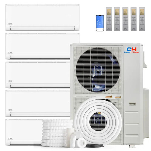 Cooper & Hunter 5 Zone 60,000 BTU Wall Mount Mini Split AC R454B 9K+9K+12K+12K+12K