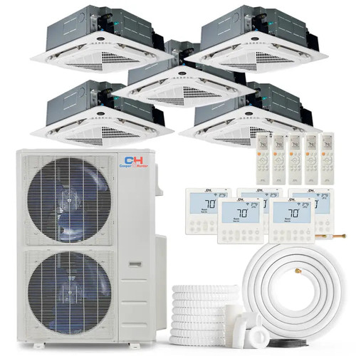 Cooper & Hunter 5 Zone 60,000 BTU Ceiling Cassette Ductless Mini Split AC/Heat Pump 9K+9K+12K+18K+24K - R454B