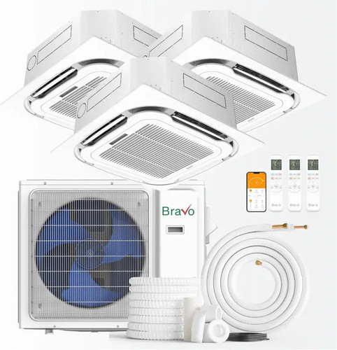 Installation Kit Bravo 24000 BTU Ductless Mini Split Ceiling Cassette Air Conditioner with R32 refrigerant 230V SEER 23.0 ...