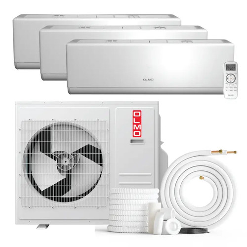 White OLMO 24000 BTU Ductless Mini Split Air Conditioner with R410A refrigerant 230V SEER 22.0 Inverter
